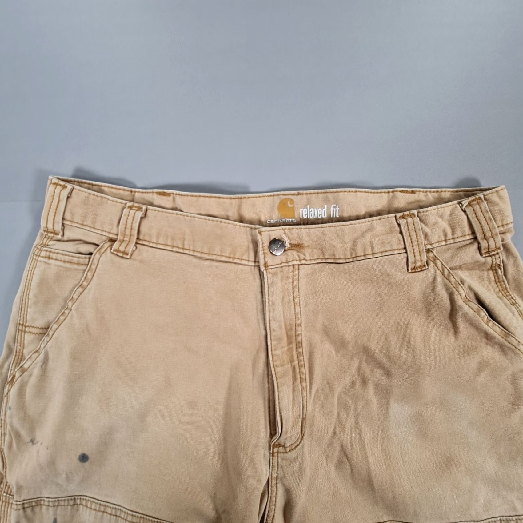 Carhartt VINTAGE Carhartt Mens Trousers Carpenter Beige W38 L30 Relaxed Fit Double Knee Work Pants 102802 Size US 38 / EU 54 - 2 Thumbnail