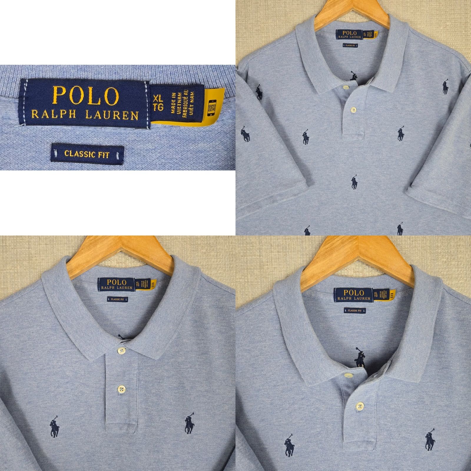 Polo Ralph Lauren Polo Ralph Lauren Mens Cotton All Over Pony Print Sport Shirt Blue Size US XXL / EU 58 / 5 - 8 Thumbnail