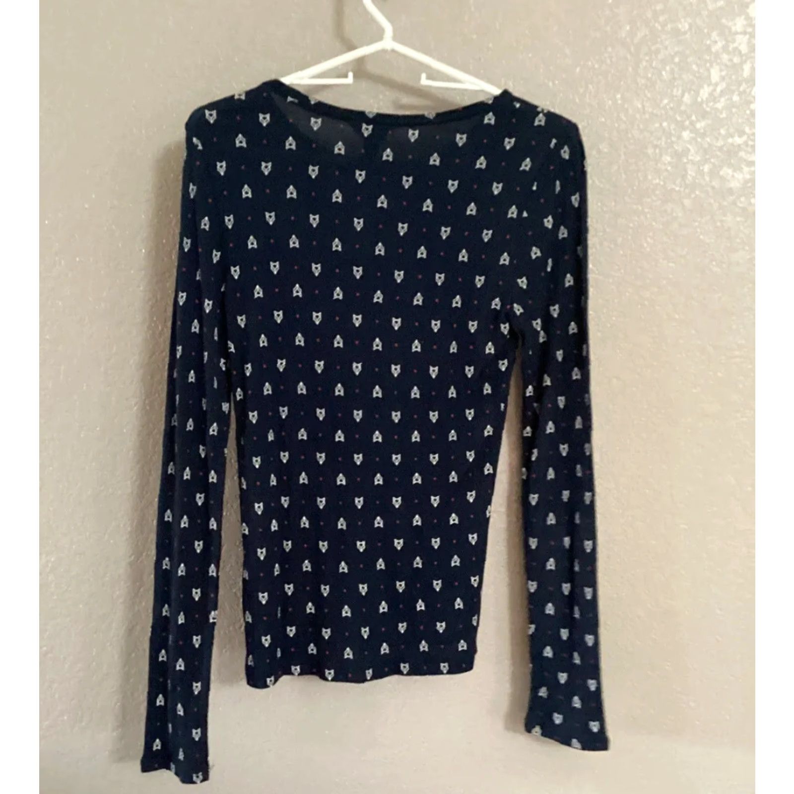 Prince Prince & Fox Thermal Top Junior L Blue Round Neck Long Sleeve Fox Head Print Size L / US 10 / IT 46 - 2 Thumbnail