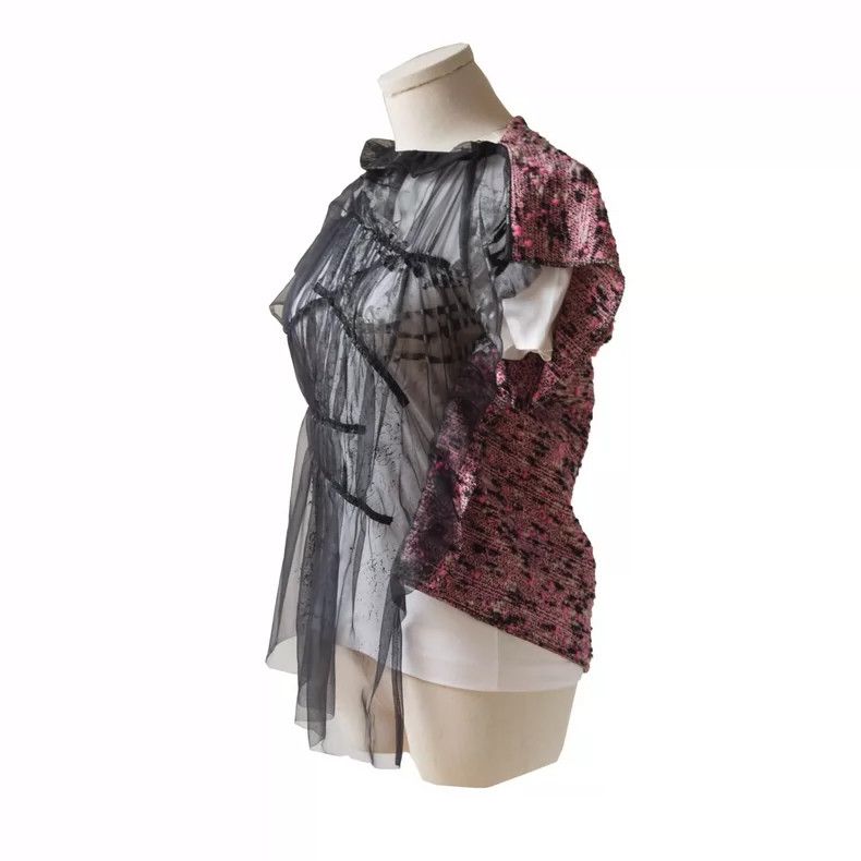 Comme des Garcons Comme Des Garcons Tulle tweed patchwork asymmetrical top Size M / US 6-8 / IT 42-44 - 3 Thumbnail