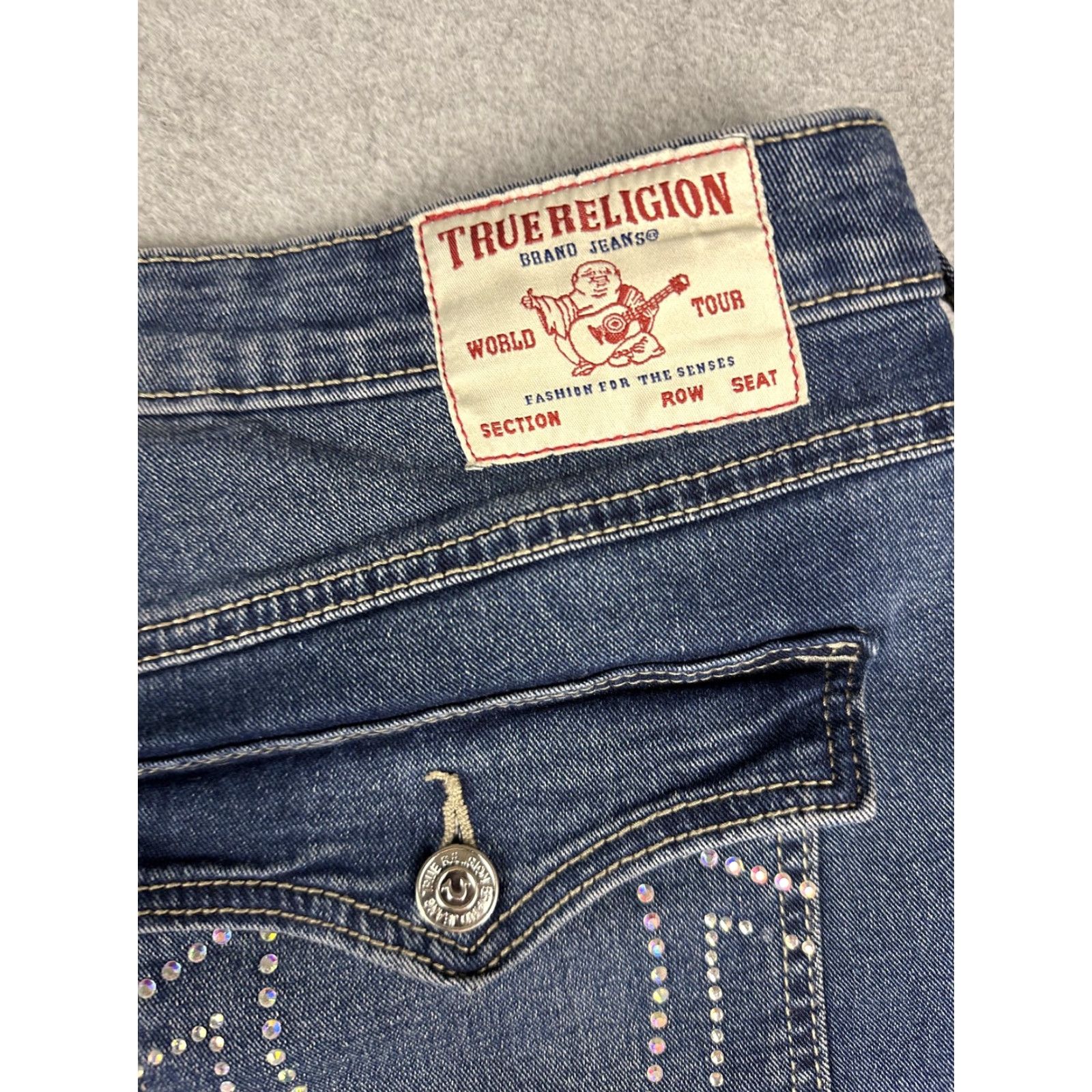 True Religion VINTAGE True Religion Becca Jeans Womens 34 Blue Medium Wash Mid Rise Bootcut Rhinestone Size 24" / US 00 / IT 34 - 2 Thumbnail