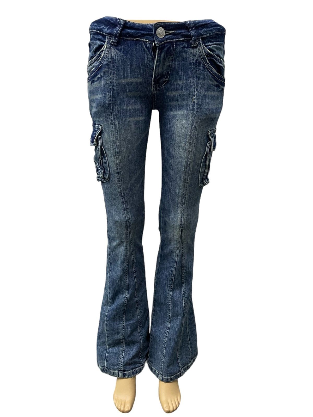 Hysteric Glamour AFT Japan Asymmetrical Cargo Flared Jeans Size 27" / US 4 / IT 40 - 3 Thumbnail