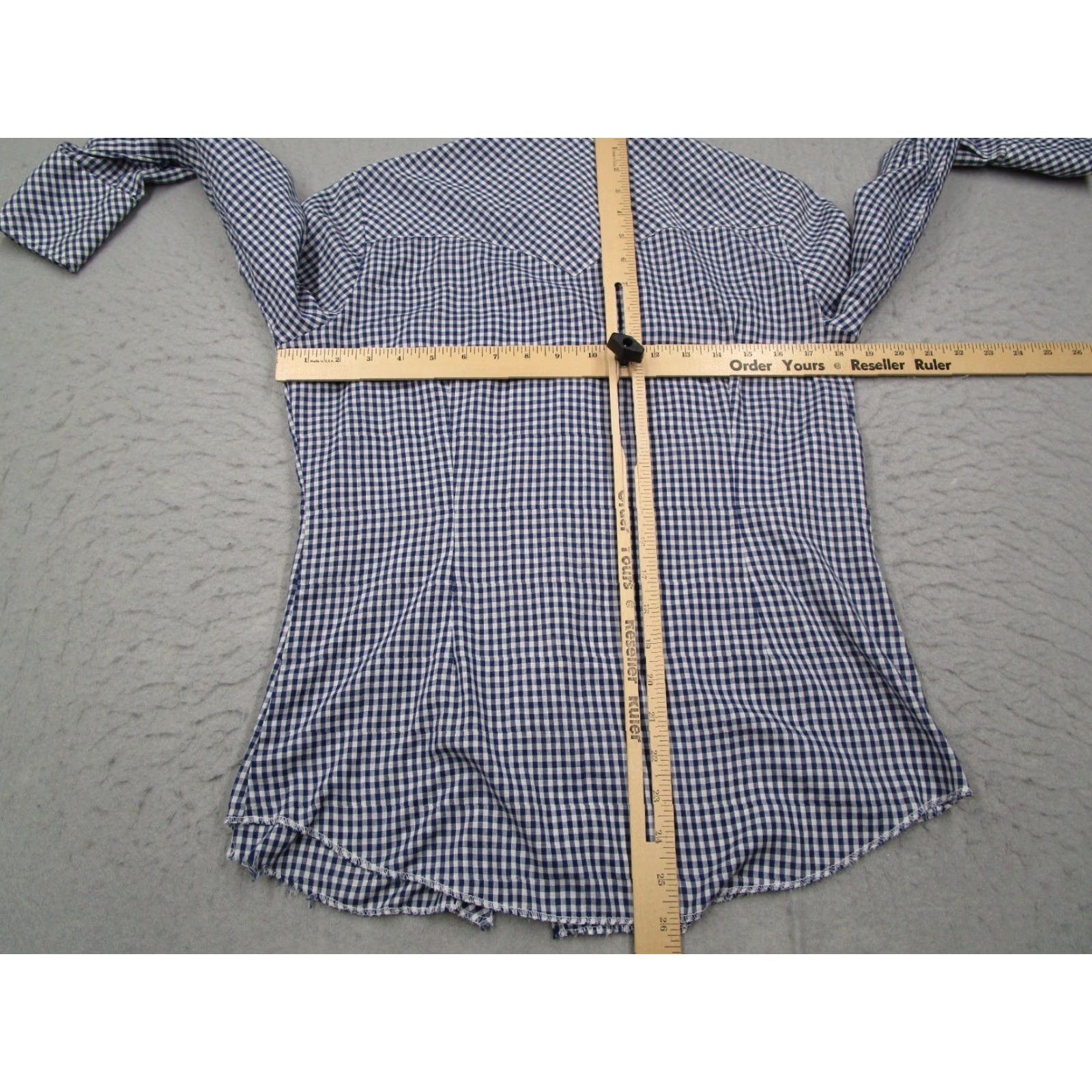 Vintage VINTAGE H Bar C Women’s Blue Check Button-Up Shirt Casual Western Yoke Pearl Snaps 70s Size XS / US 0-2 / IT 36-38 - 7 Thumbnail