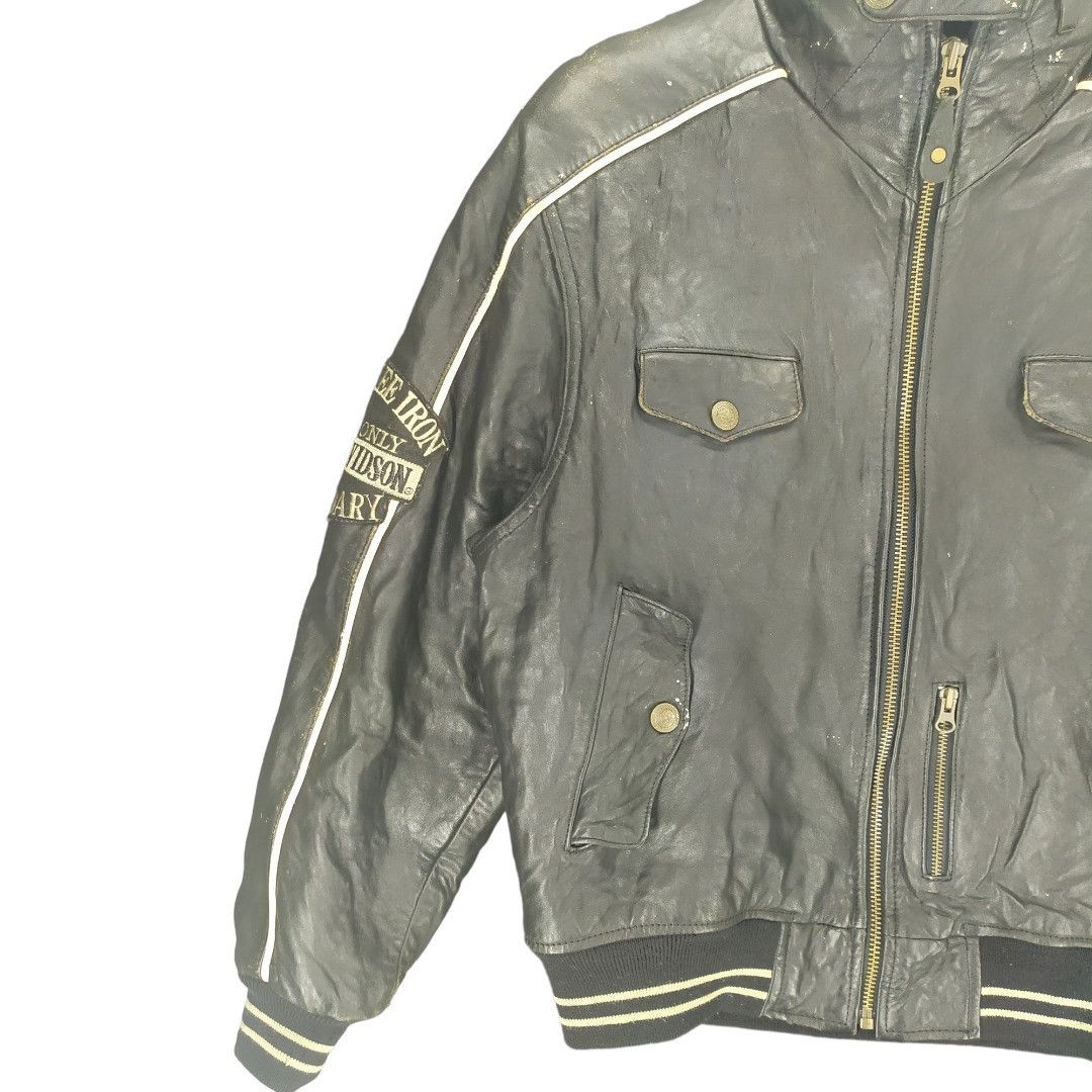 Harley Davidson TRASHED🔥 80's HD Patches Big Logo Leather Jacket #949 Size US M / EU 48-50 / 2 - 15 Thumbnail