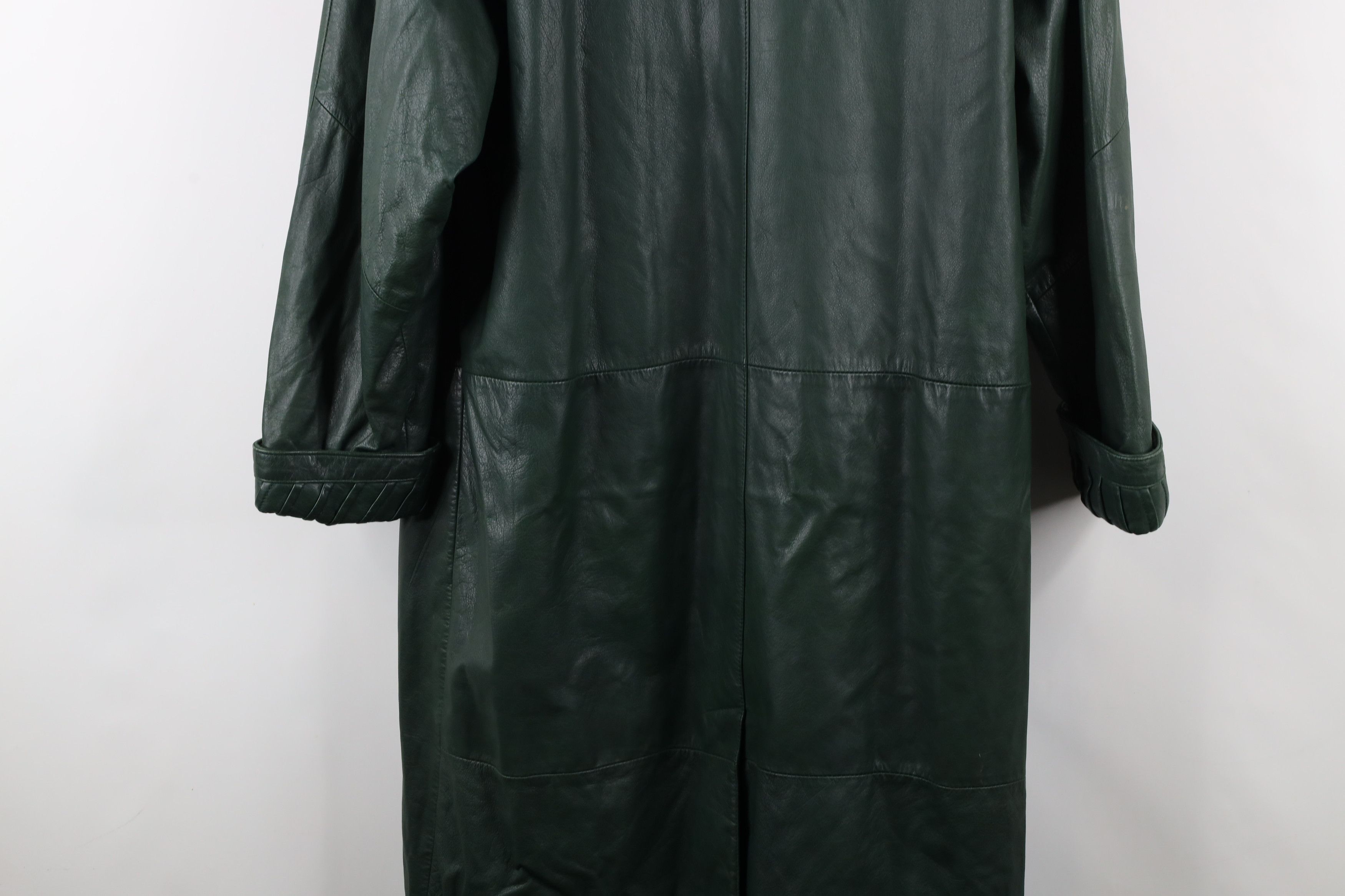 Vintage Vintage 90s Streetwear Leather Full Length Trench Coat Green Size L / US 10 / IT 46 - 14 Thumbnail