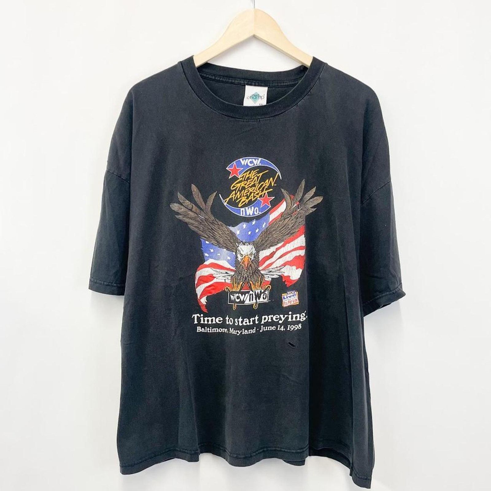 Vintage Vintage 90s Wcw Nwo Eagle Graphic Wrestling T-Shirt XXL Size US XXL / EU 58 / 5 - 1 Thumbnail