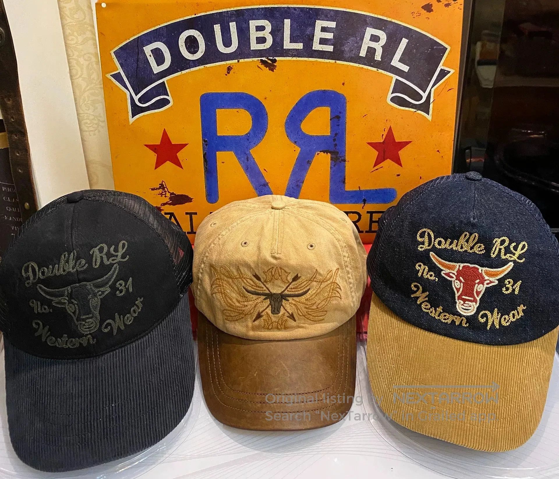 RRL Ralph Lauren double rl embroidered denim trucker cap. Size ONE SIZE - 3 Thumbnail