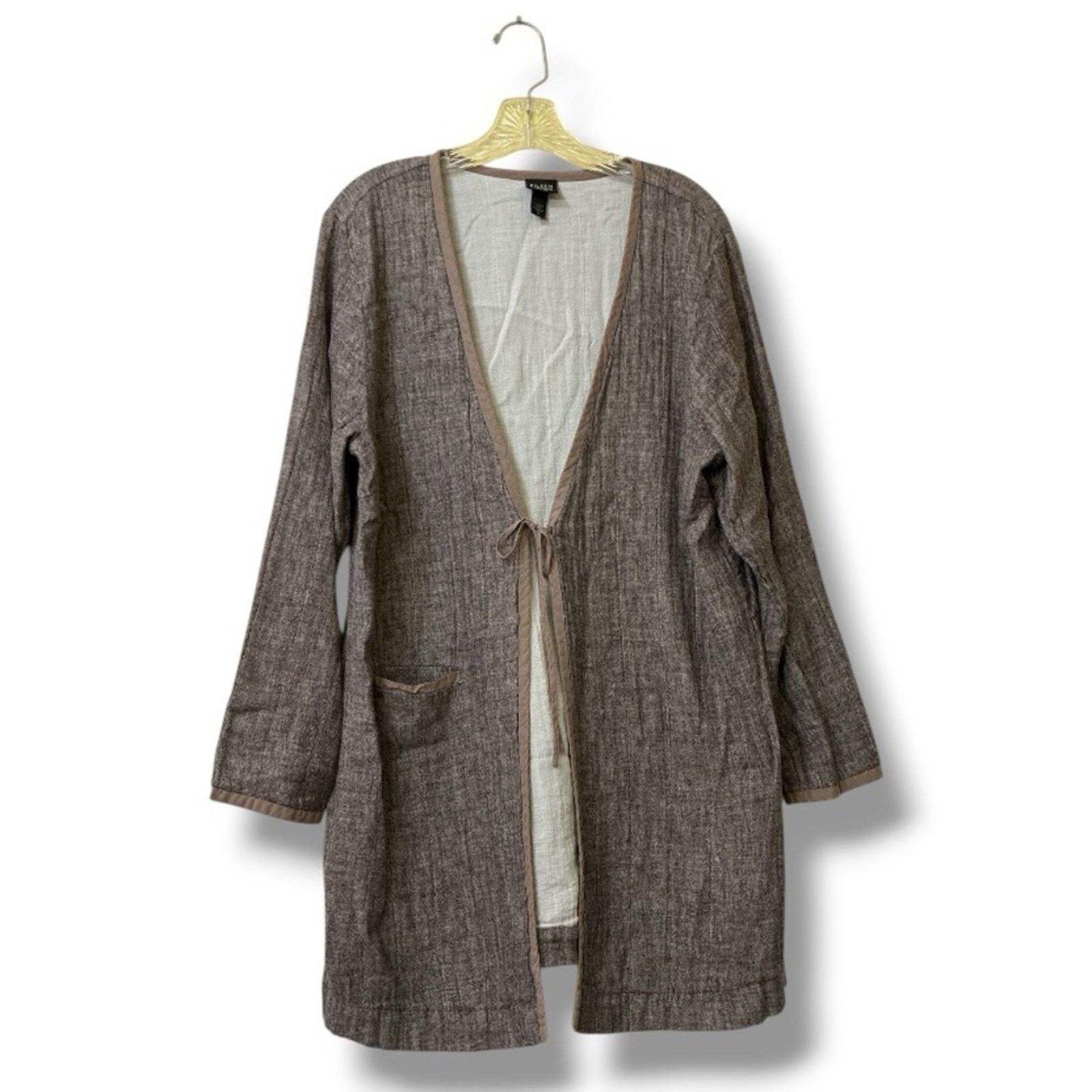 Eileen Fisher Italian linen blend open-front long cardigan