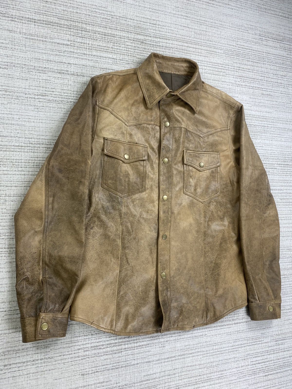 Designer × Vintage Vintage Figaro Full Leather Brown Buttoned Jacket Size US M / EU 48-50 / 2 - 3 Thumbnail