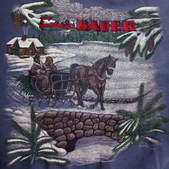 Eddie Bauer × Vintage Vintage Eddie Bauer Winter Pastoral Horse Sweatshirt Size US XXL / EU 58 / 5 - 1 Thumbnail