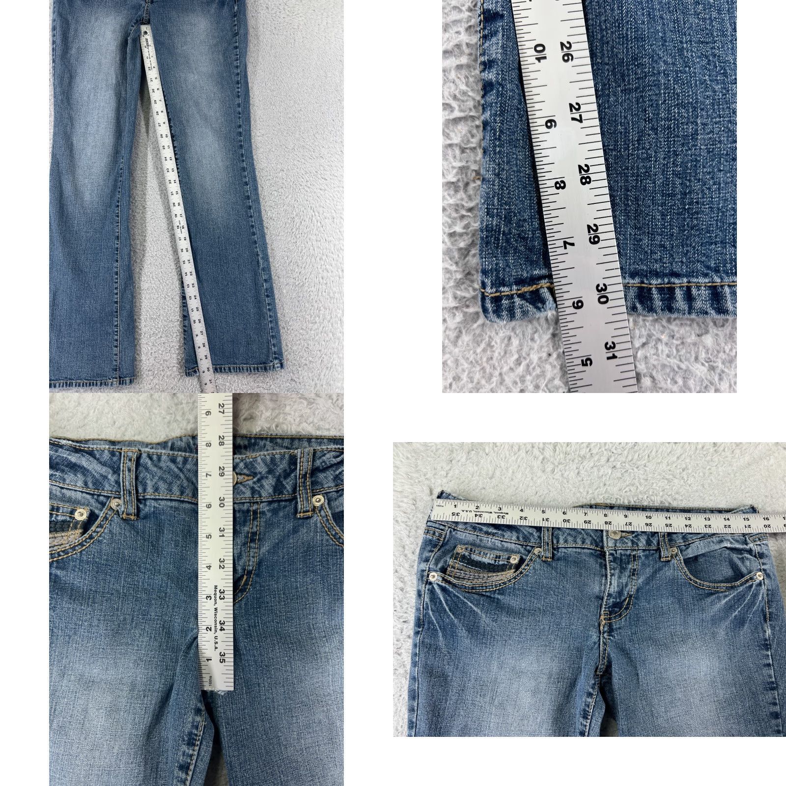 Vintage VINTAGE Fragile Women's Flared Denim Jeans 7 Low Rise Cotton Blend 90s Designer Blue Size 28" / US 6 / IT 42 - 8 Thumbnail