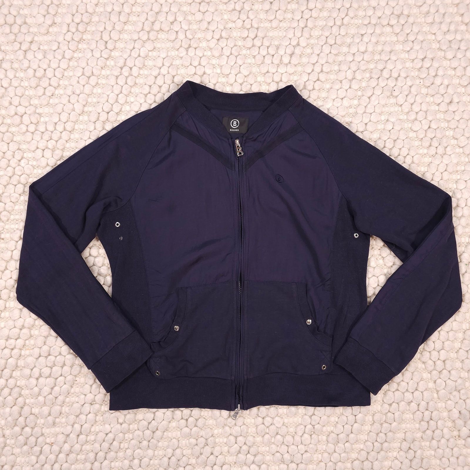Bogner Bogner Lightweight Full Zip Cotton Bomber Jacket Blue Small Size S / US 4 / IT 40 - 3 Thumbnail