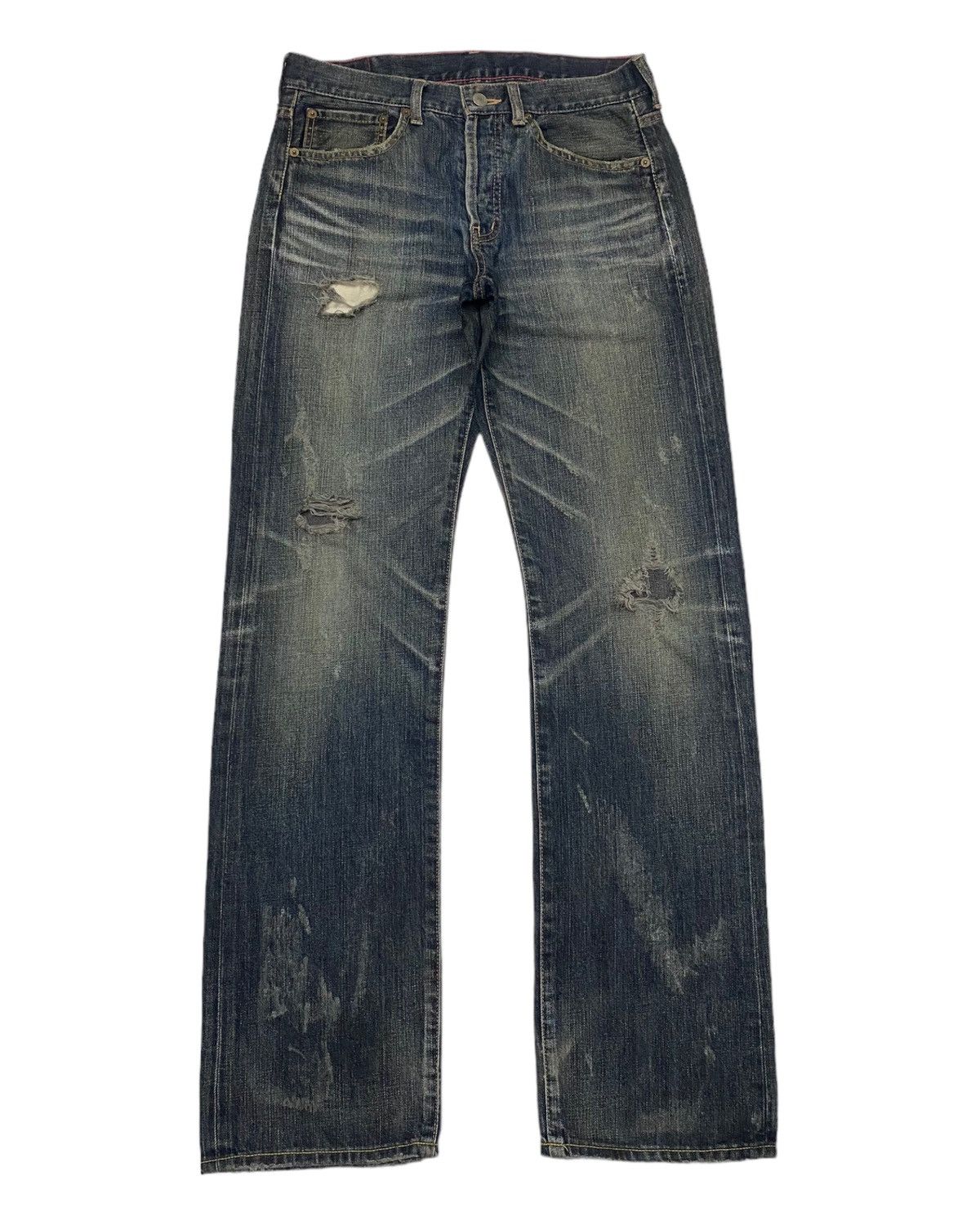 If Six Was Nine × Japanese Brand × Le Grande Bleu (L.G.B.) SOUL OF FREEDOM DISTRESSED DENIM JEANS RARE Size US 31 - 1 Thumbnail