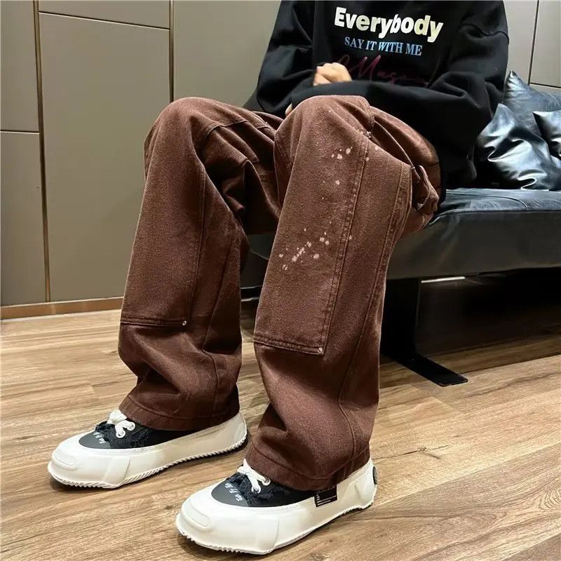 Japanese Brand Retro brown loose straight leg wide leg jeans Size US 32 / EU 48 - 3 Thumbnail