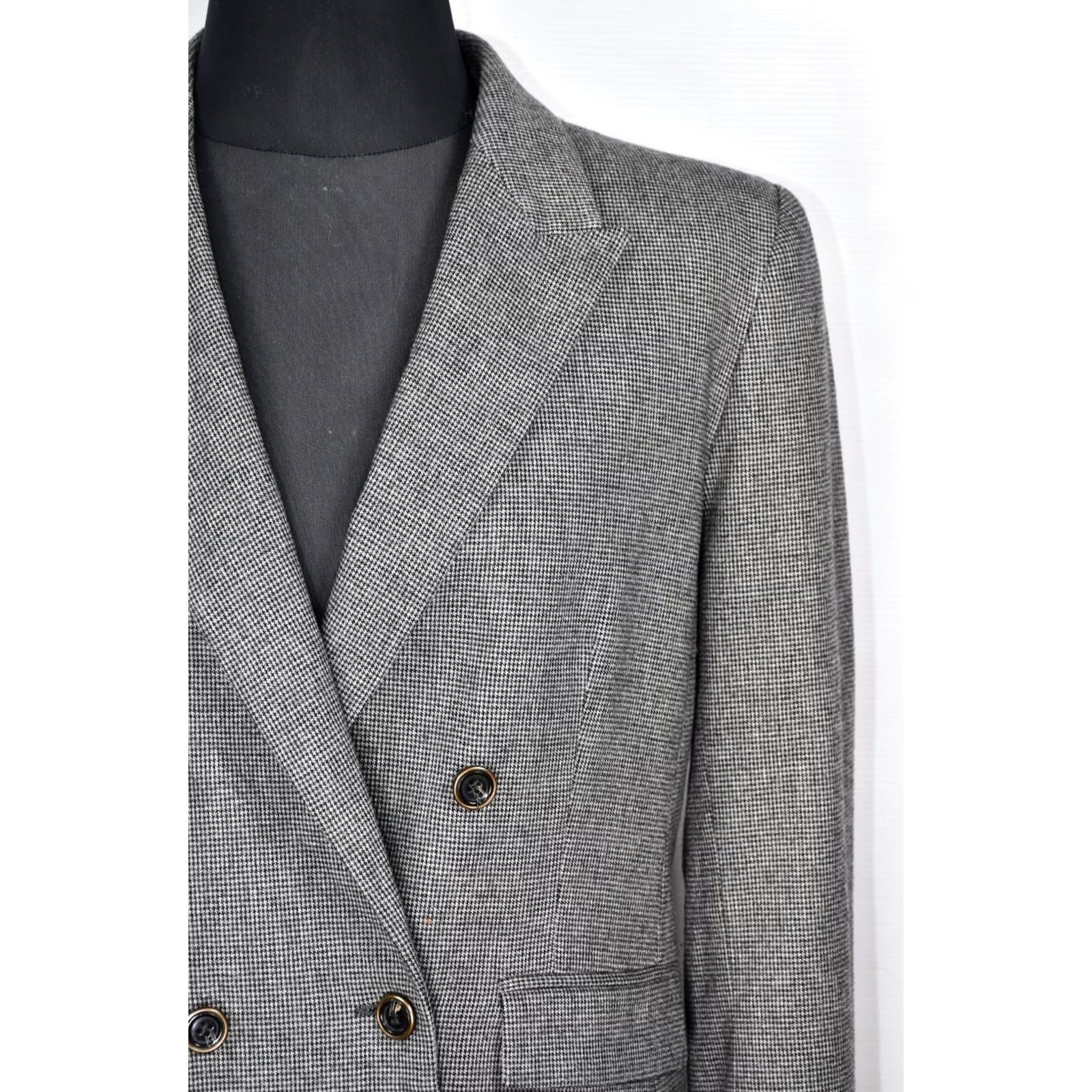 Sandro Sandro Paris Houndstooth Double Breasted Blazer Coat Jacket size 40 Gray Women's Size S / US 4 / IT 40 - 7 Thumbnail