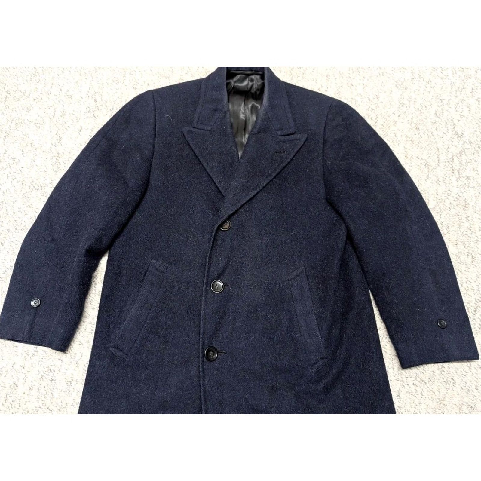 Vintage VINTAGE union made OVERCOAT blue wool peak lapel 38 S coat Mens 1940s VALGORA Size US S / EU 44-46 / 1 - 3 Thumbnail