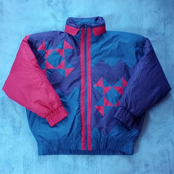 Image of Vintage Northern Spirit Goose Down Quilt Pattern Jacket in Purple/Red, Women's (Size Small)