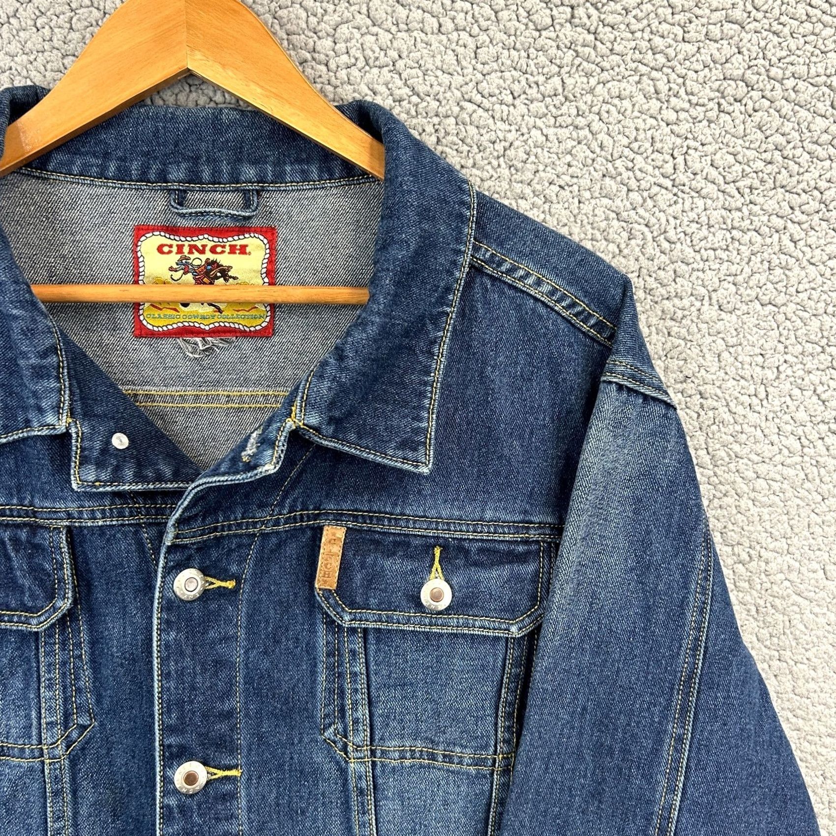 Vintage Cinch Denim Jacket Medium Classic Cowboy Collection Western Blue Denim Jacket Mens M Casual Size US 31 - 2 Thumbnail