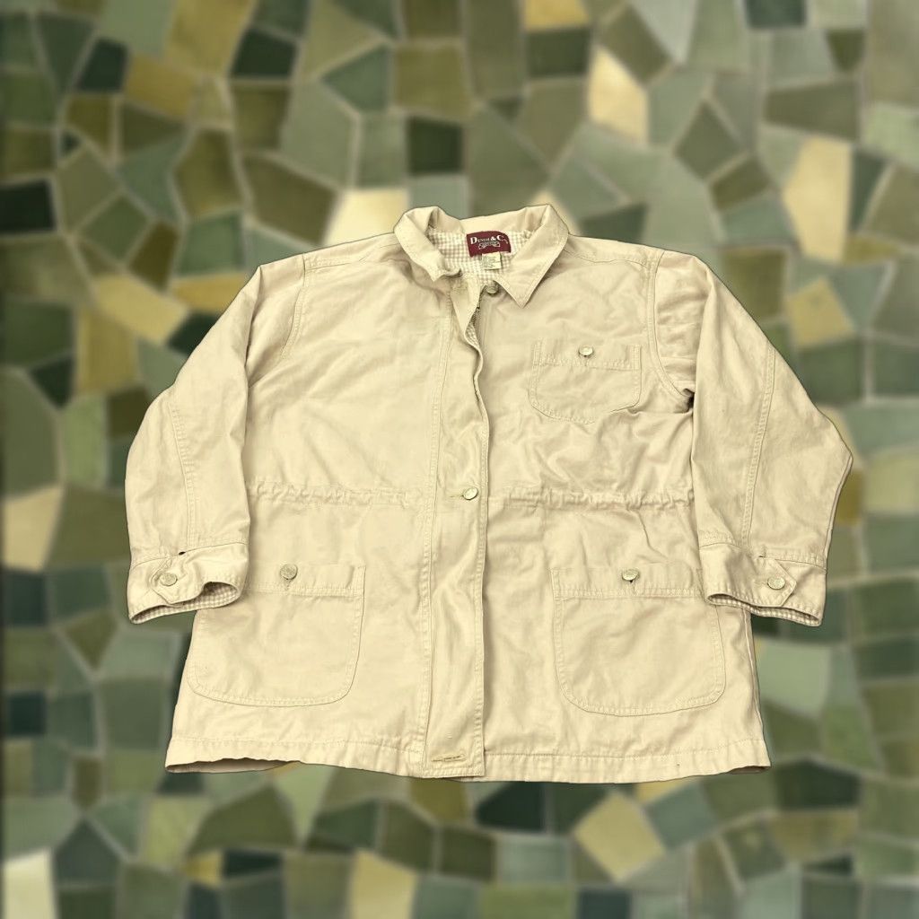 Denim & Co. VINTAGE Denim & Co. Womens Jacket Medium Beige Cotton Utility Gingham Plaid Lined Casual Outdoor Fall Size M / US 6-8 / IT 42-44 - 1 Thumbnail