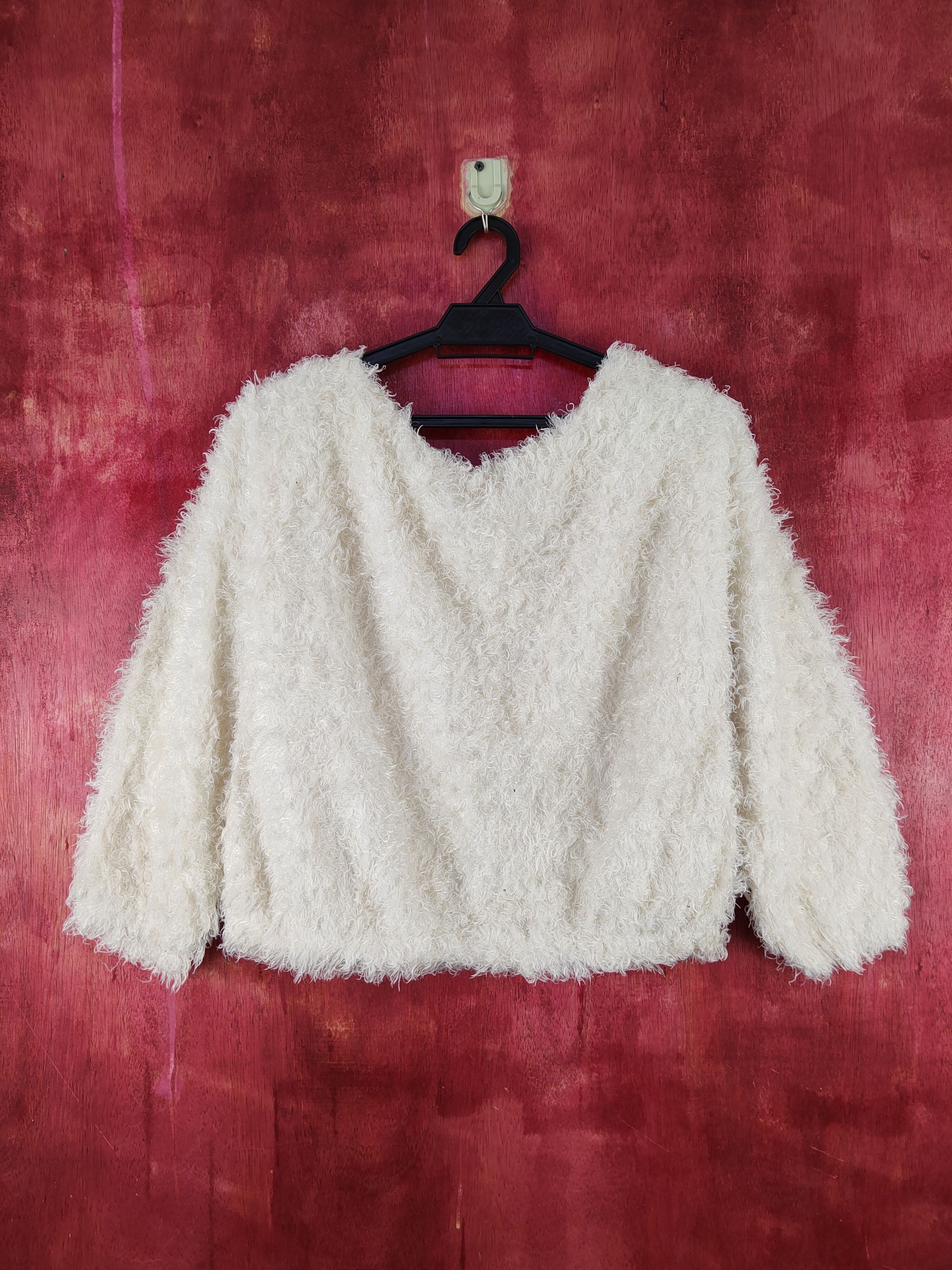 Aran Isles Knitwear × Japanese Brand × Vintage Vis Ivory Shag Shaggy Fur Mohair Knitwear #S2076 Size XS / US 0-2 / IT 36-38 - 7 Thumbnail
