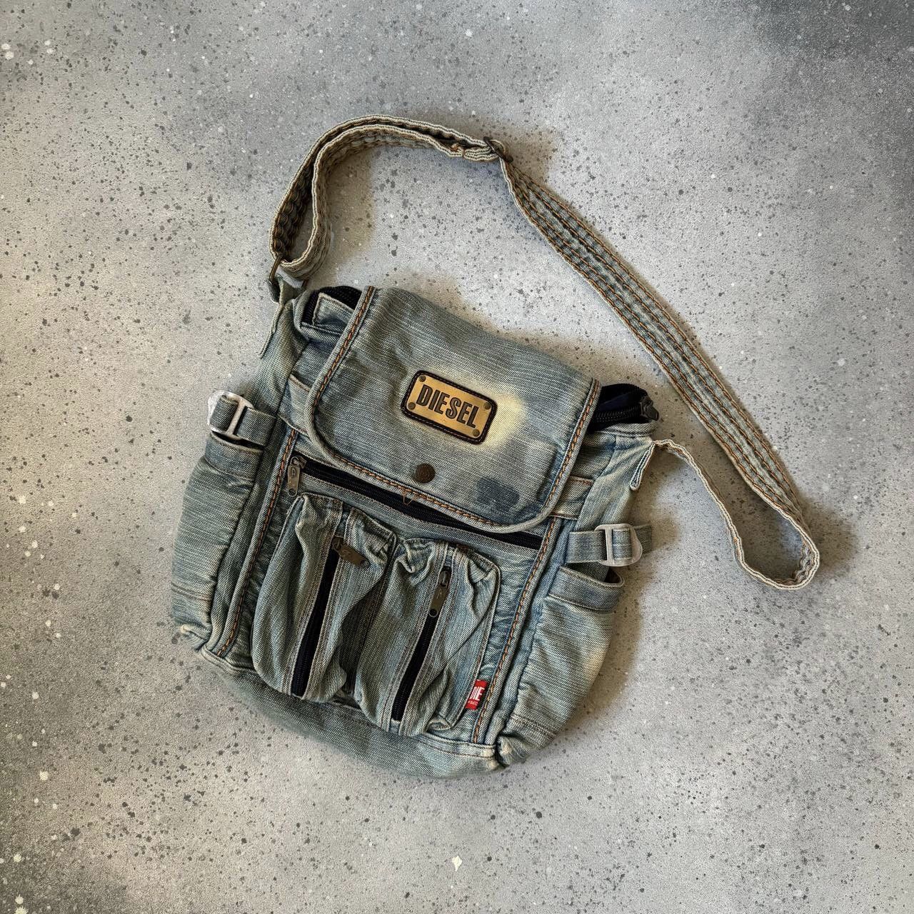 Diesel 90s Diesel Vintage Multipocket Washed Denim Shoulder Bag