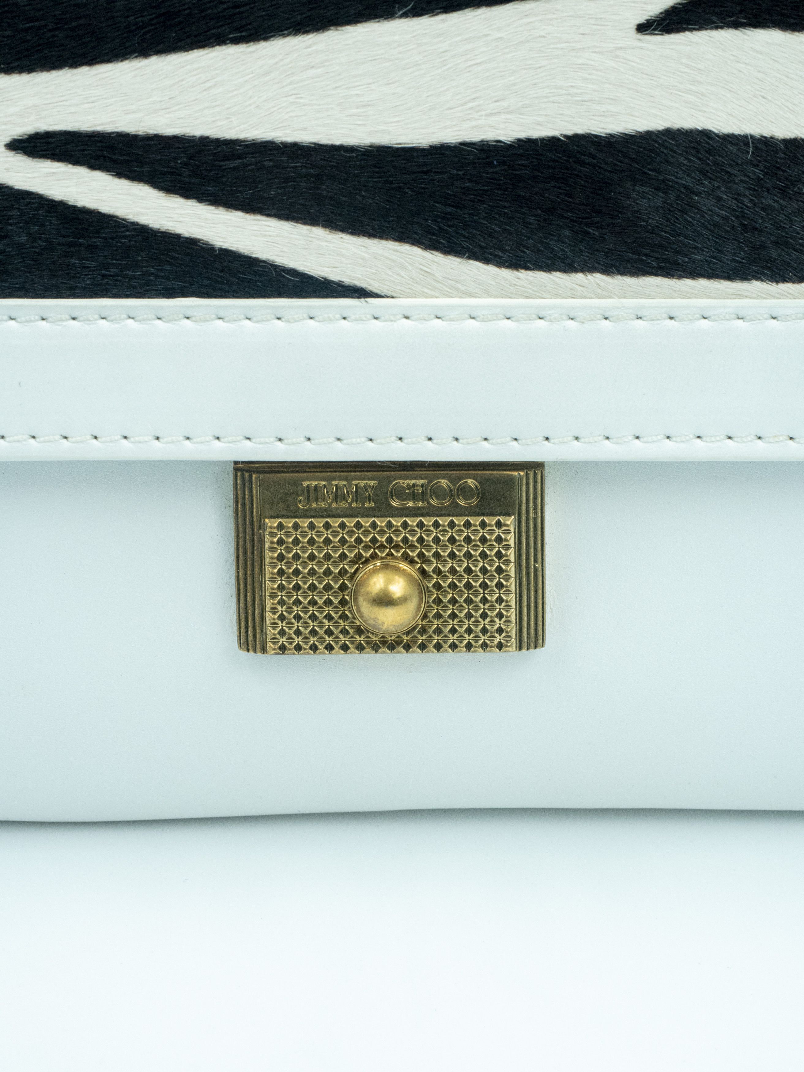 Jimmy Choo White Leather Shoulder Bag With Zebra Print Calfhair On Flap Size ONE SIZE - 4 Thumbnail