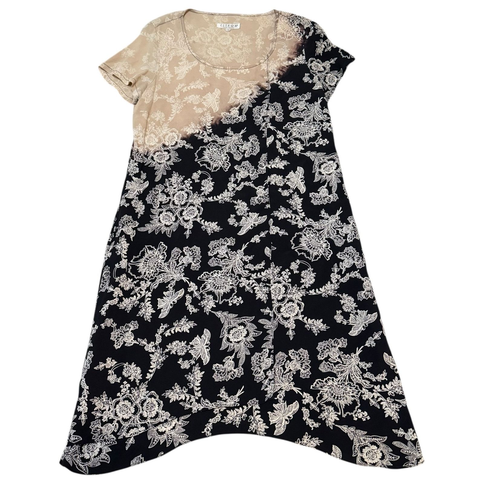 Other Citron Shift Dress Short Sleeve Pattern Print Dip Dyed Large Size L / US 10 / IT 46 - 7 Thumbnail