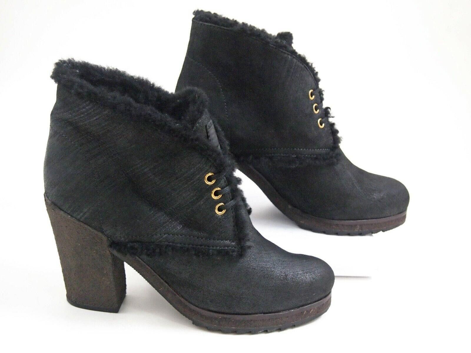 Prada Prada Fur Trimmed High Heel Booties Black Suede US 7 EU 37 Size US 7 / IT 37 - 2 Thumbnail