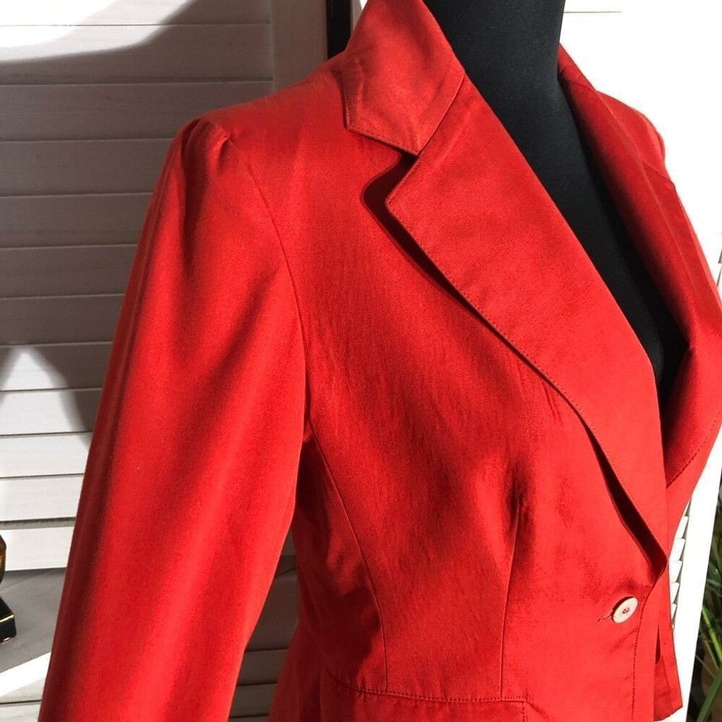 Evan Picone Evan Picone Blazer Tailored Jacket Linen Cotton Red Small Size S / US 4 / IT 40 - 4 Thumbnail