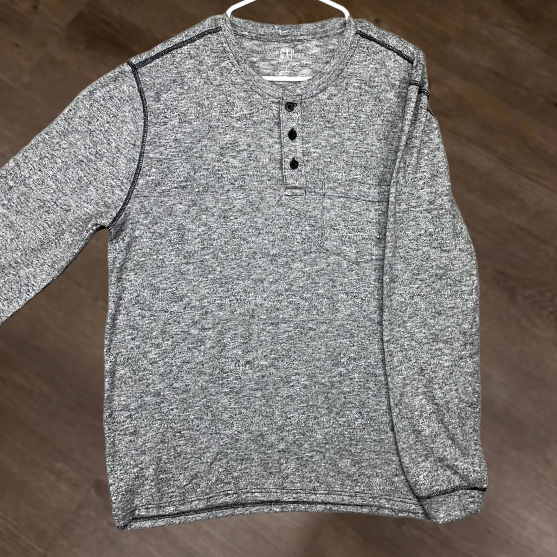 Gap GAP Henley Sweater Mens L Gray Knit Long Sleeve Pocket Casual Winter Size US L / EU 52-54 / 3 - 1 Thumbnail