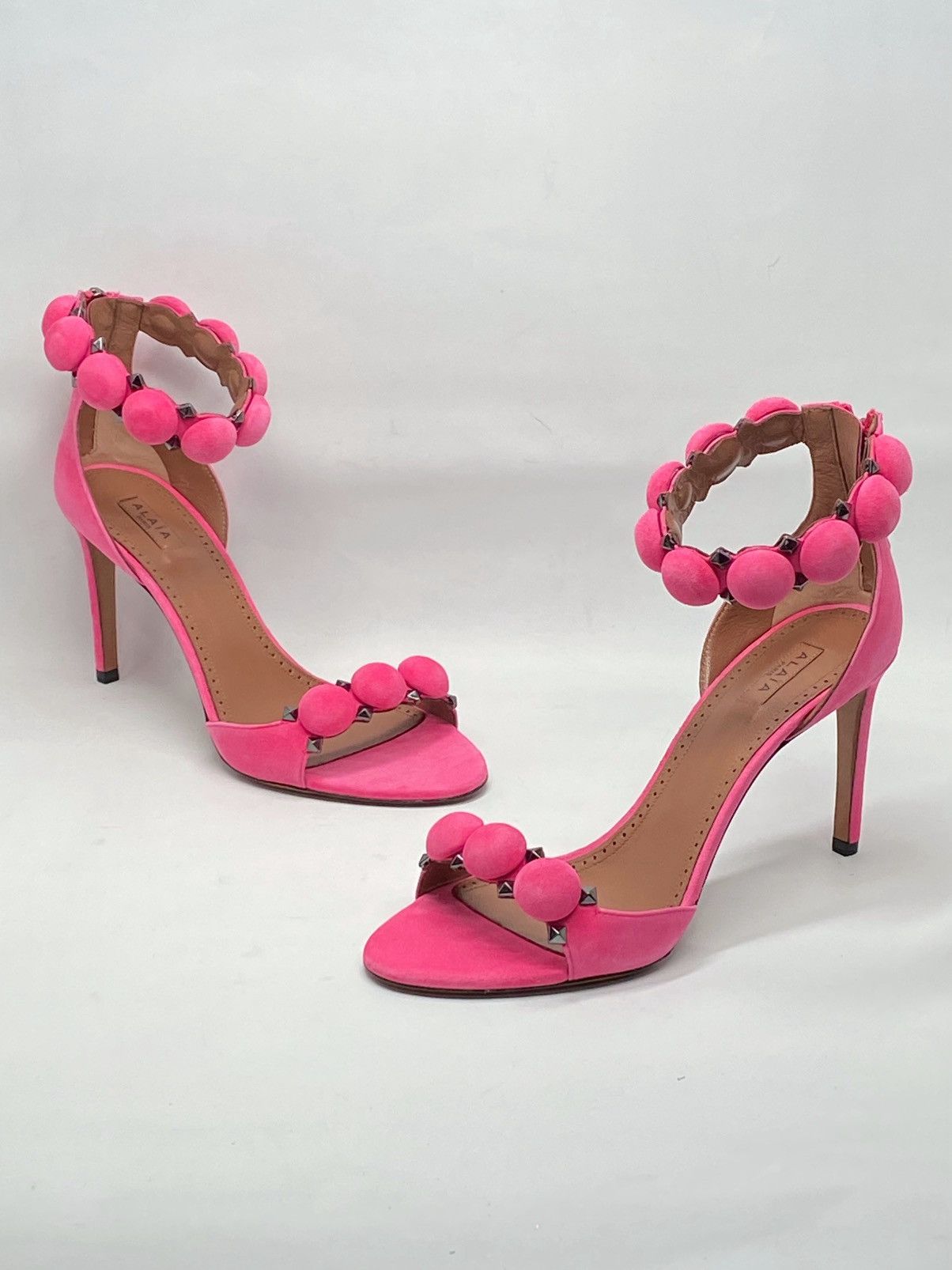 Alaia Alaia Bombe 90 Studded Suede Leather Sandals size 38.5 Size US 8.5 / IT 38.5 - 4 Thumbnail