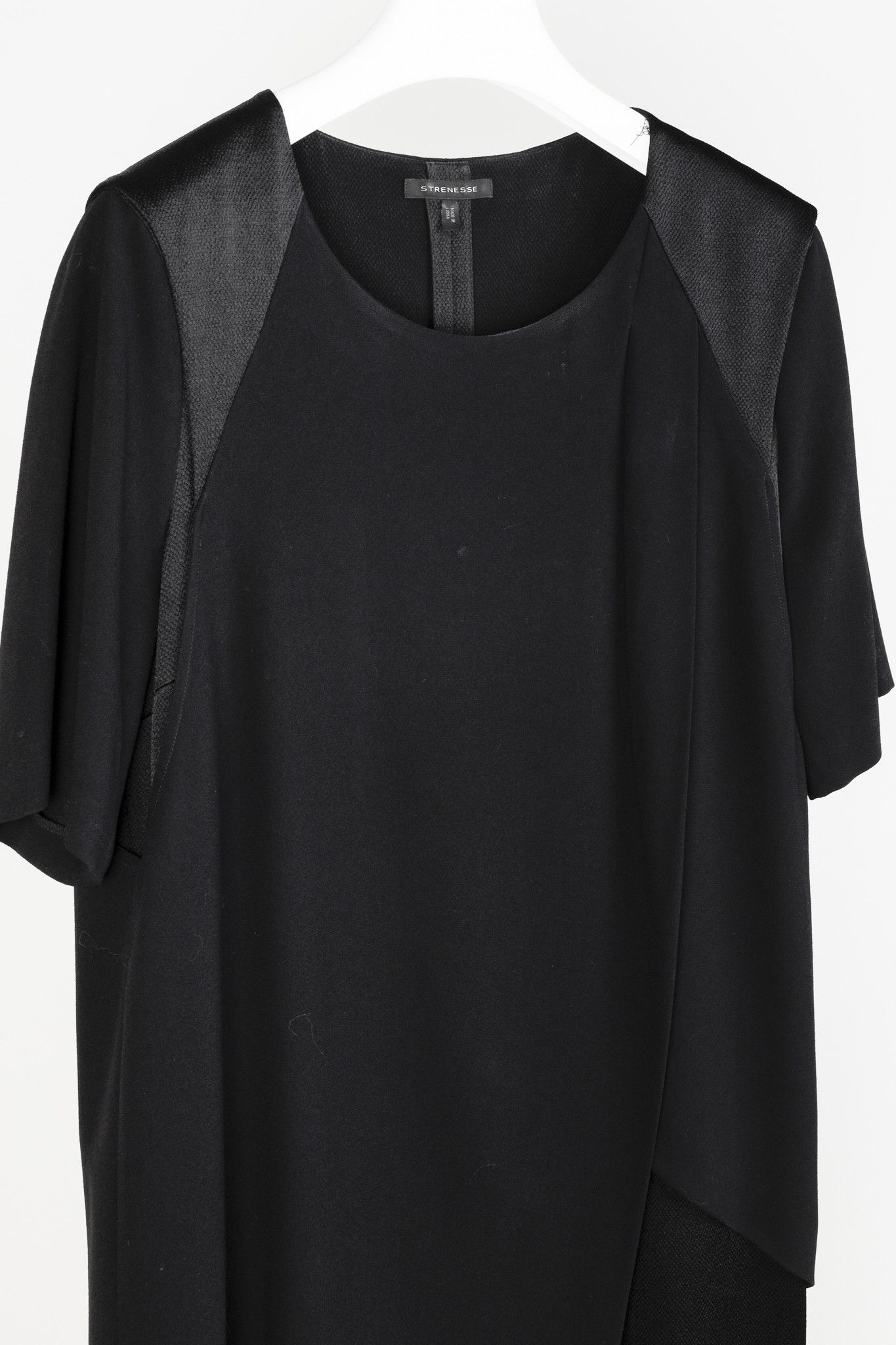 STRENESSE Strenesse Black Crepe and Satin Layered Shift Dress Size XL / US 12-14 / IT 48-50 - 3 Thumbnail