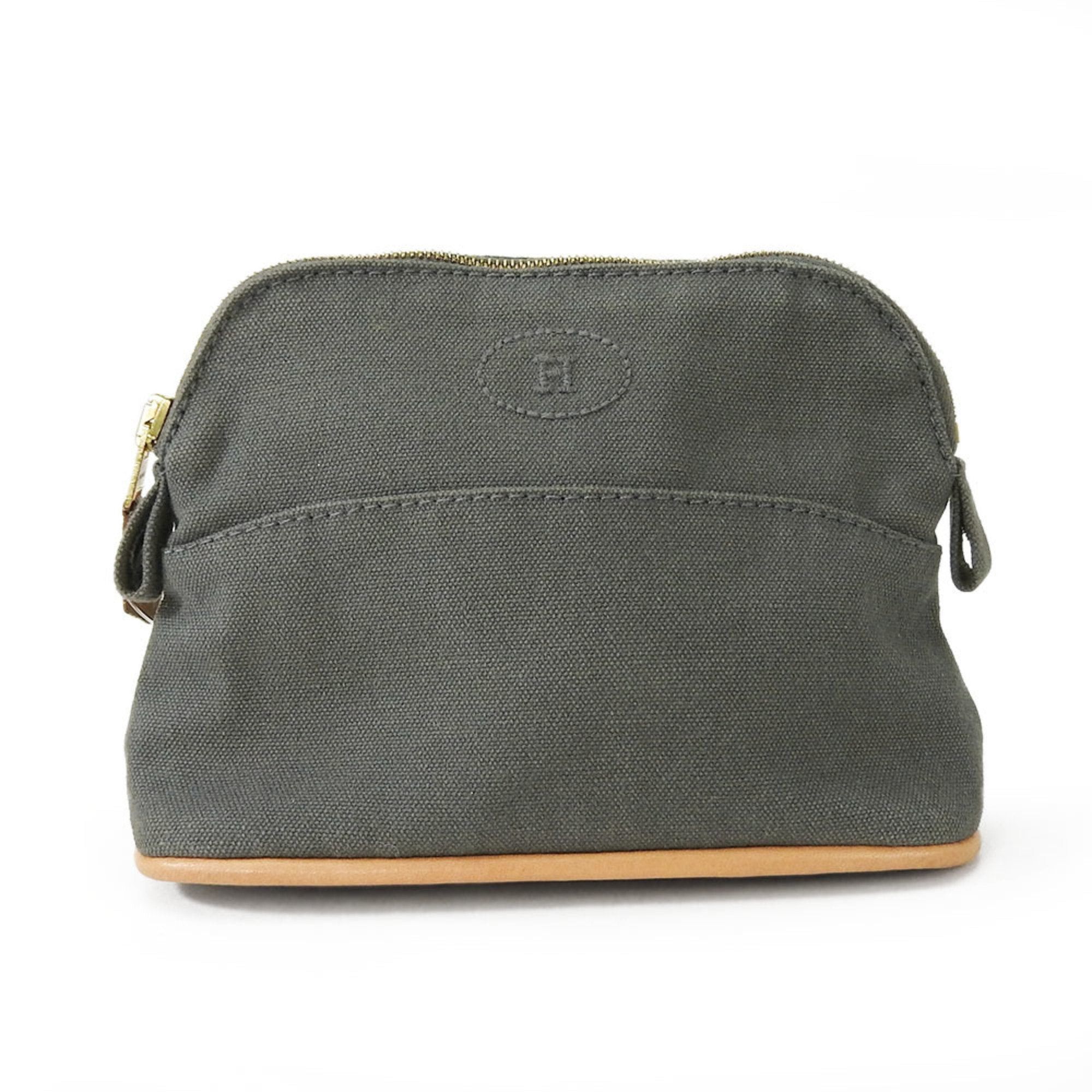 image of Hermes Pouch Bolide Canvas Grey Bag-In-Bag Accessory, Women's