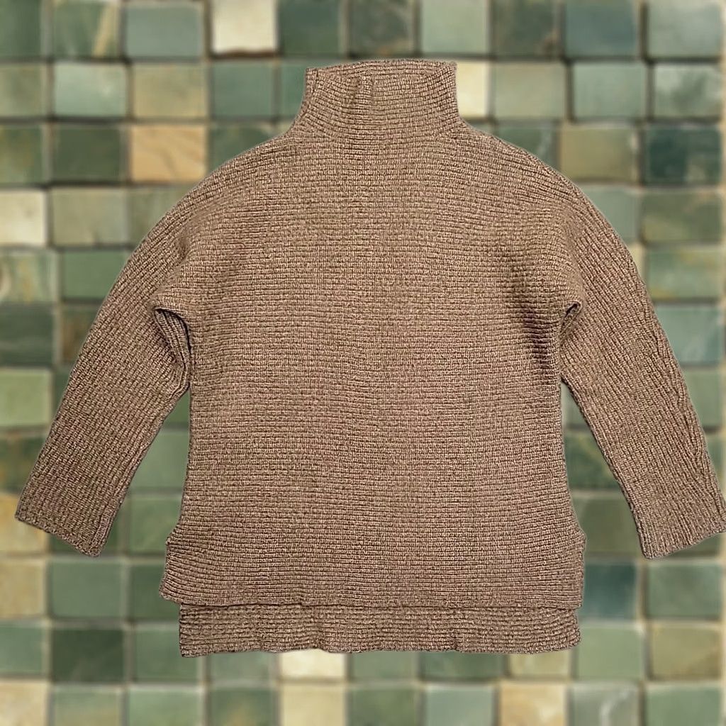 Ralph Lauren Bartolini Sweater Womens L Brown Wool Cashmere Mock Neck Italy Luxury Minimalist Size L / US 10 / IT 46 - 1 Thumbnail