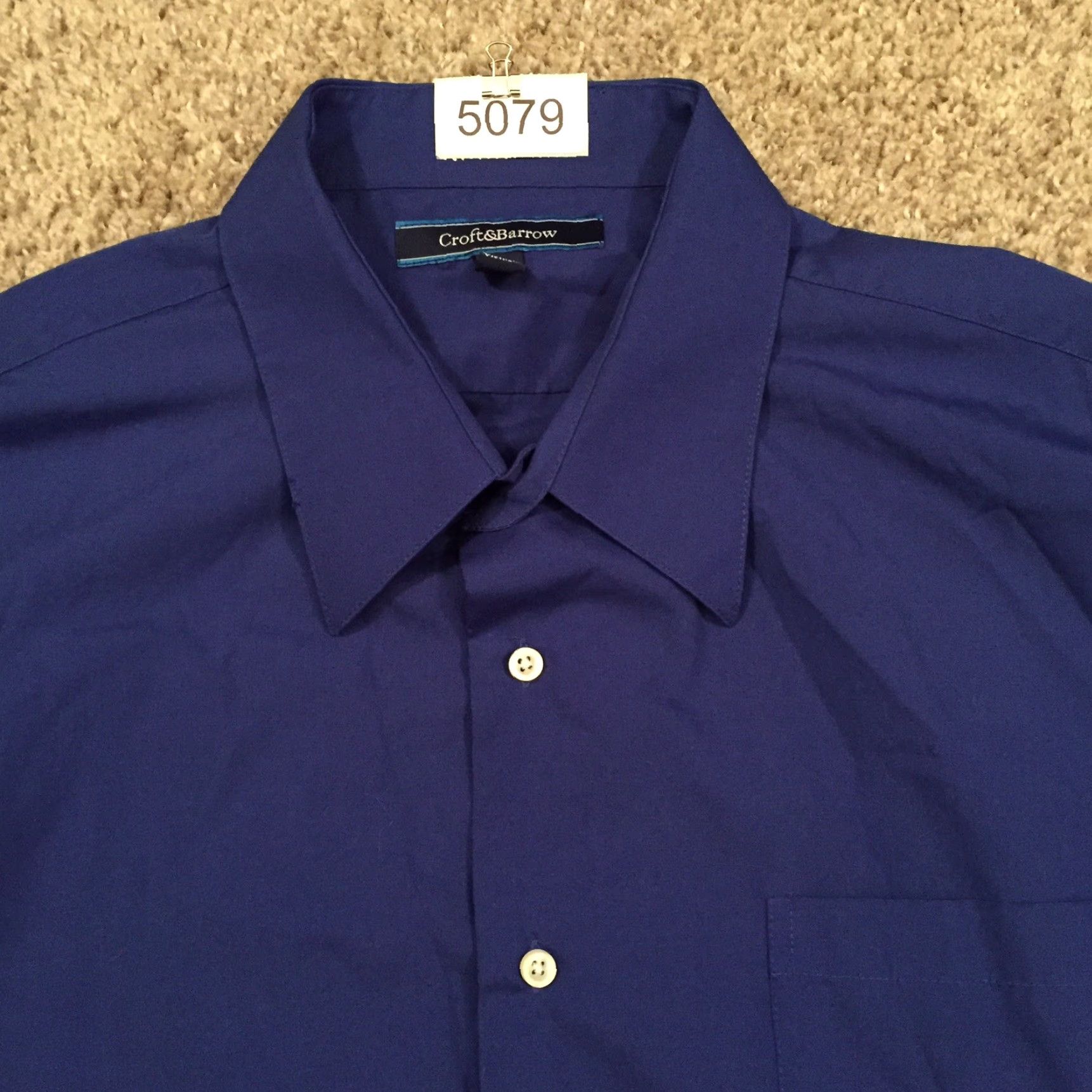 Croft & Barrow Croft & Barrow Shirt Mens Large Blue Long Sleeve Button-Up Regular Size L - Cotton Blend, Button-Front, Collared, Point Collar, Solid, Vintage: No Size US L / EU 52-54 / 3 - 3 Thumbnail