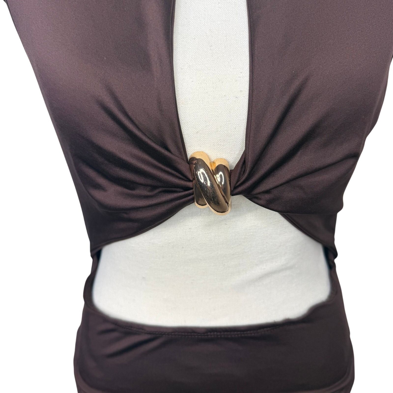 Shein Brown Cutout Ring Bodysuit Y2K Size M / US 6-8 / IT 42-44 - 2 Thumbnail