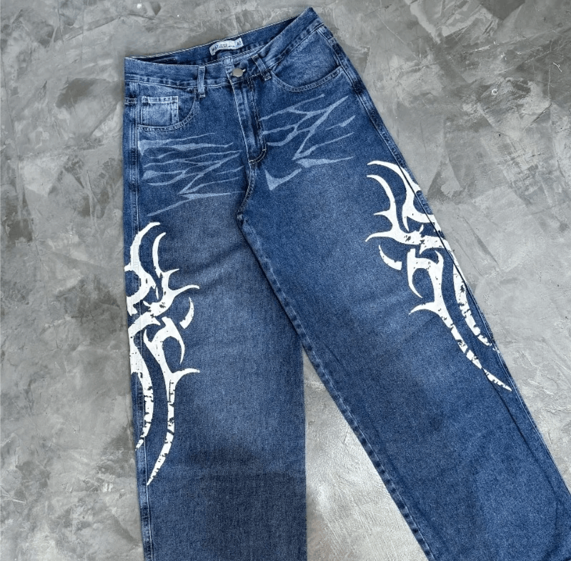 Japanese Brand Oversized Print Baggy Jeans Size US 32 / EU 48 - 3 Thumbnail