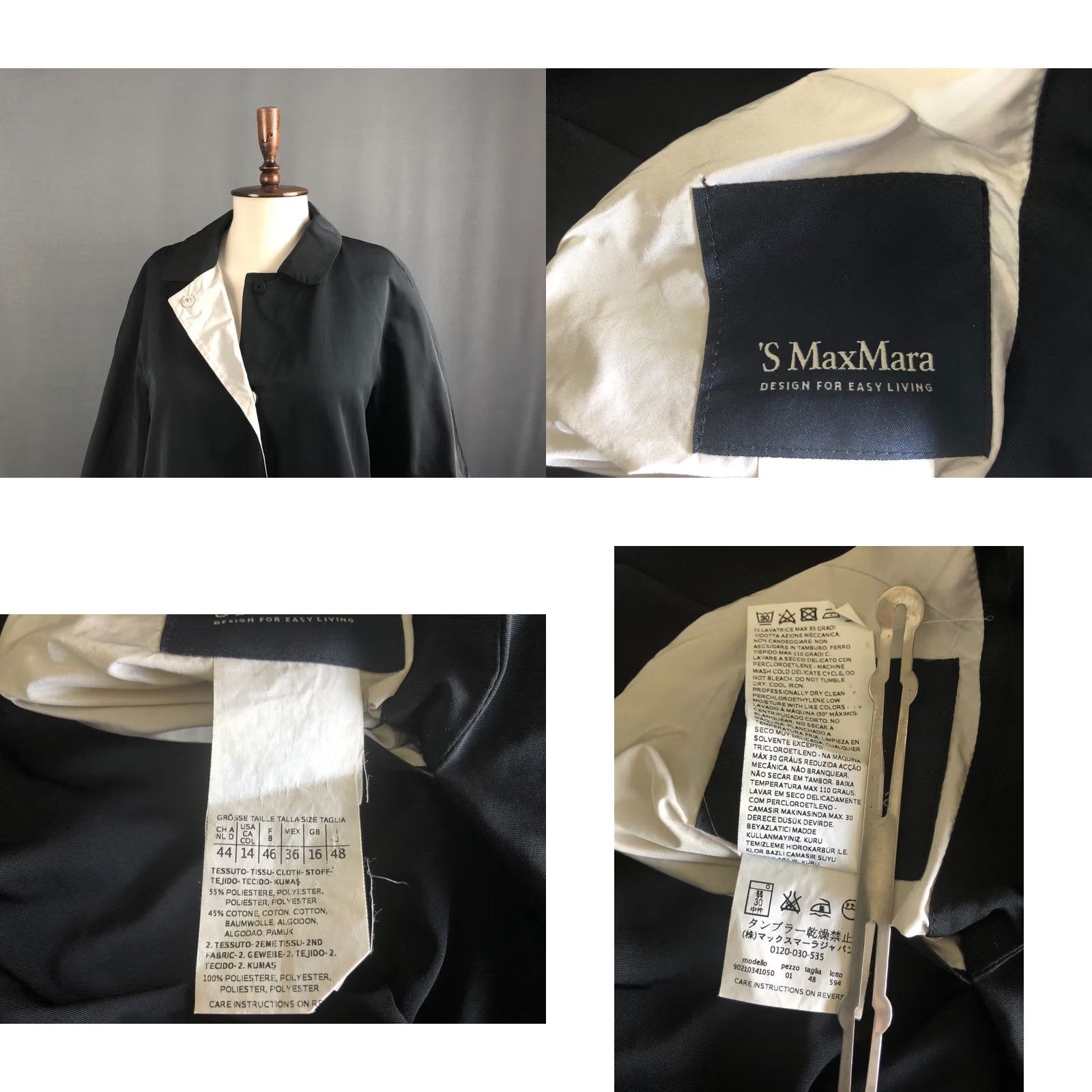 Max Mara 'S Max Mara Trench Coat Size 14 Black Snap Down Polyester Women Size XL / US 12-14 / IT 48-50 - 8 Thumbnail