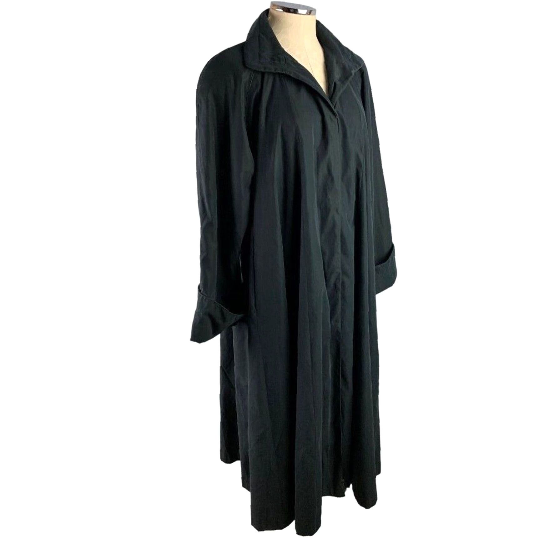 Vintage VINTAGE Searle Jacket Swing Coat Black Silk Oversized Long Women 2 1980s USA Size XS / US 0-2 / IT 36-38 - 5 Thumbnail