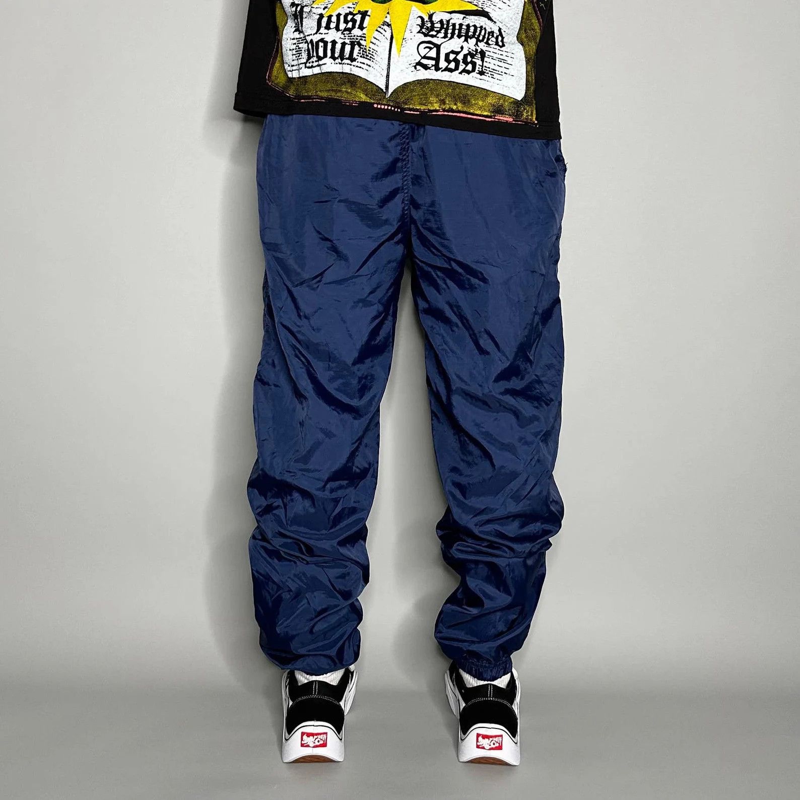 Vintage Vintage Track Pants Navy Blue Nylon Joggers Lined Size US 32 / EU 48 - 3 Thumbnail