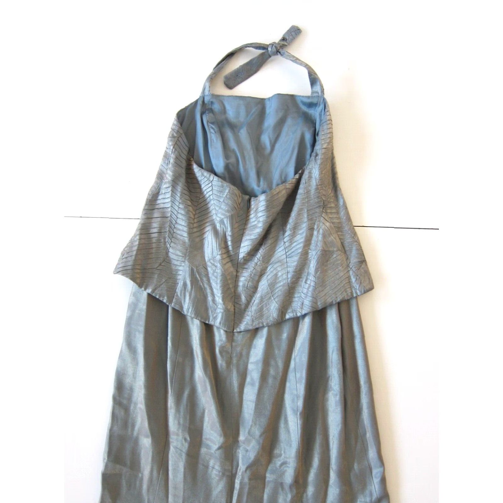 Alex Evenings VINTAGE Alex Evenings Blue Gold Satin Halter Top Long Maxi Formal Dress Women L Size L / US 10 / IT 46 - 6 Thumbnail