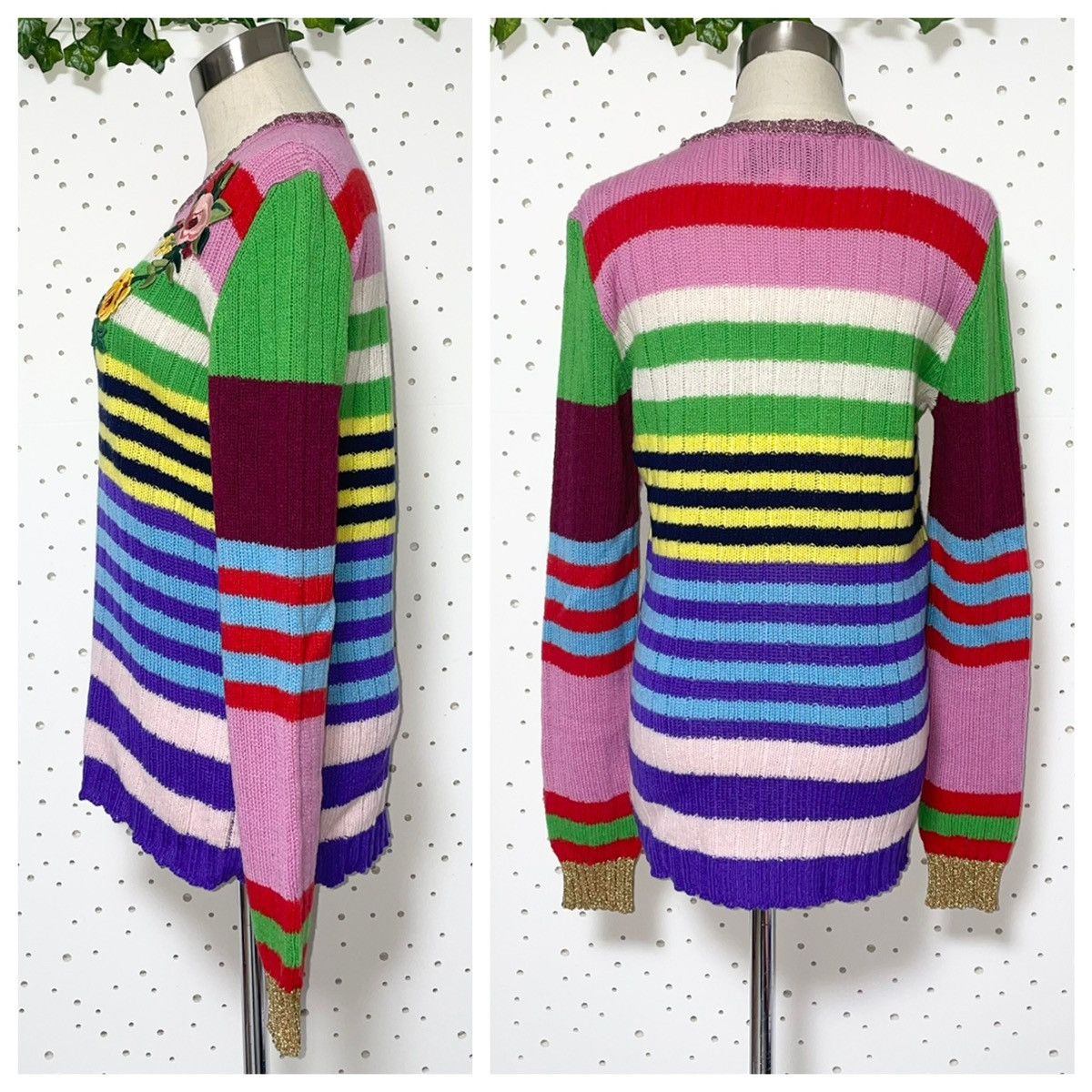 Gucci Authentic Gucci floral striped long-sleeved knit sweater XL Size XL / US 12-14 / IT 48-50 - 8 Thumbnail