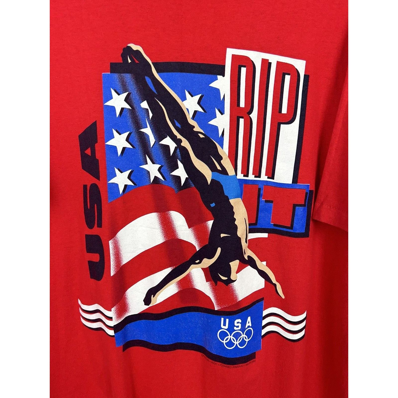 USA Olympics 90s Vintage Usa Olympics Diving Rip It Single Stitch T-Shirt Size US XL / EU 56 / 4 - 2 Thumbnail