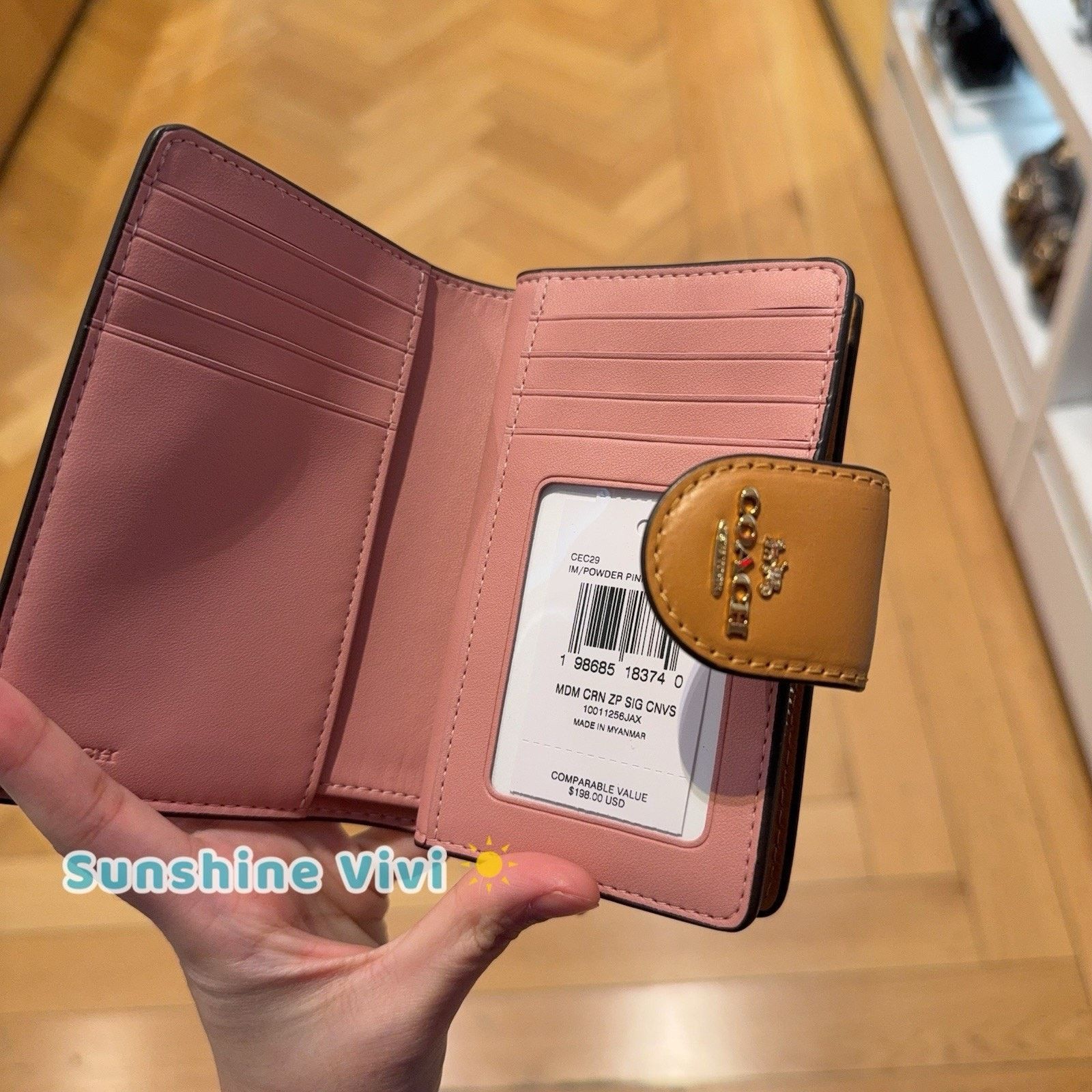 Coach NWT COACH CEC29 Medium Corner Zip Wallet Leather Powder Pink Size ONE SIZE - 4 Thumbnail
