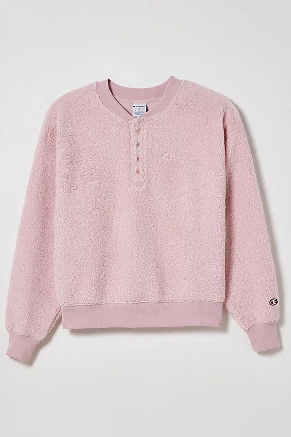 Champion Champion UO Exclusive Teddy Fleece Henley Sweatshirt Pink Size XS / US 0-2 / IT 36-38 - 1 Thumbnail