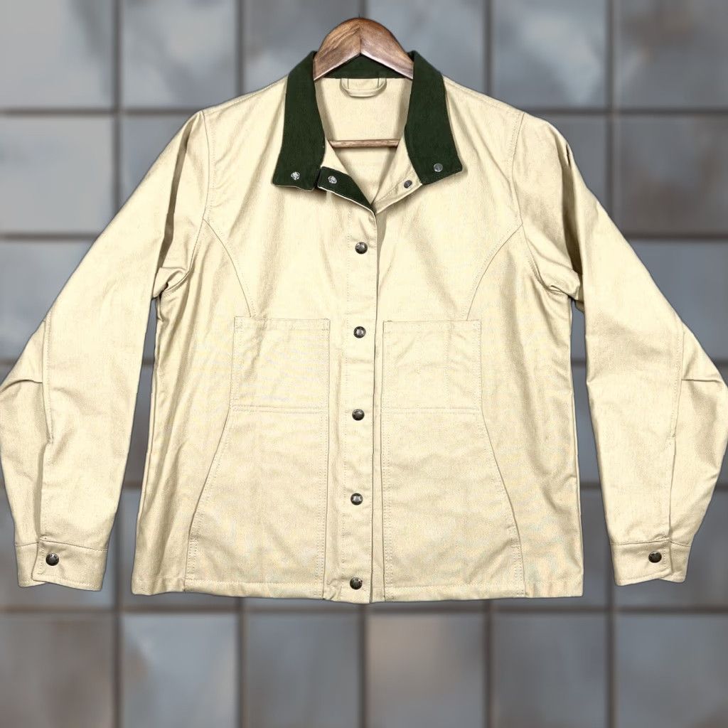 Filson Filson Tin Cloth Women's Jacket Style 20011 Button Front Green Trim Tan Cotton Canvas Work Womens Size L / US 10 / IT 46 - 1 Thumbnail