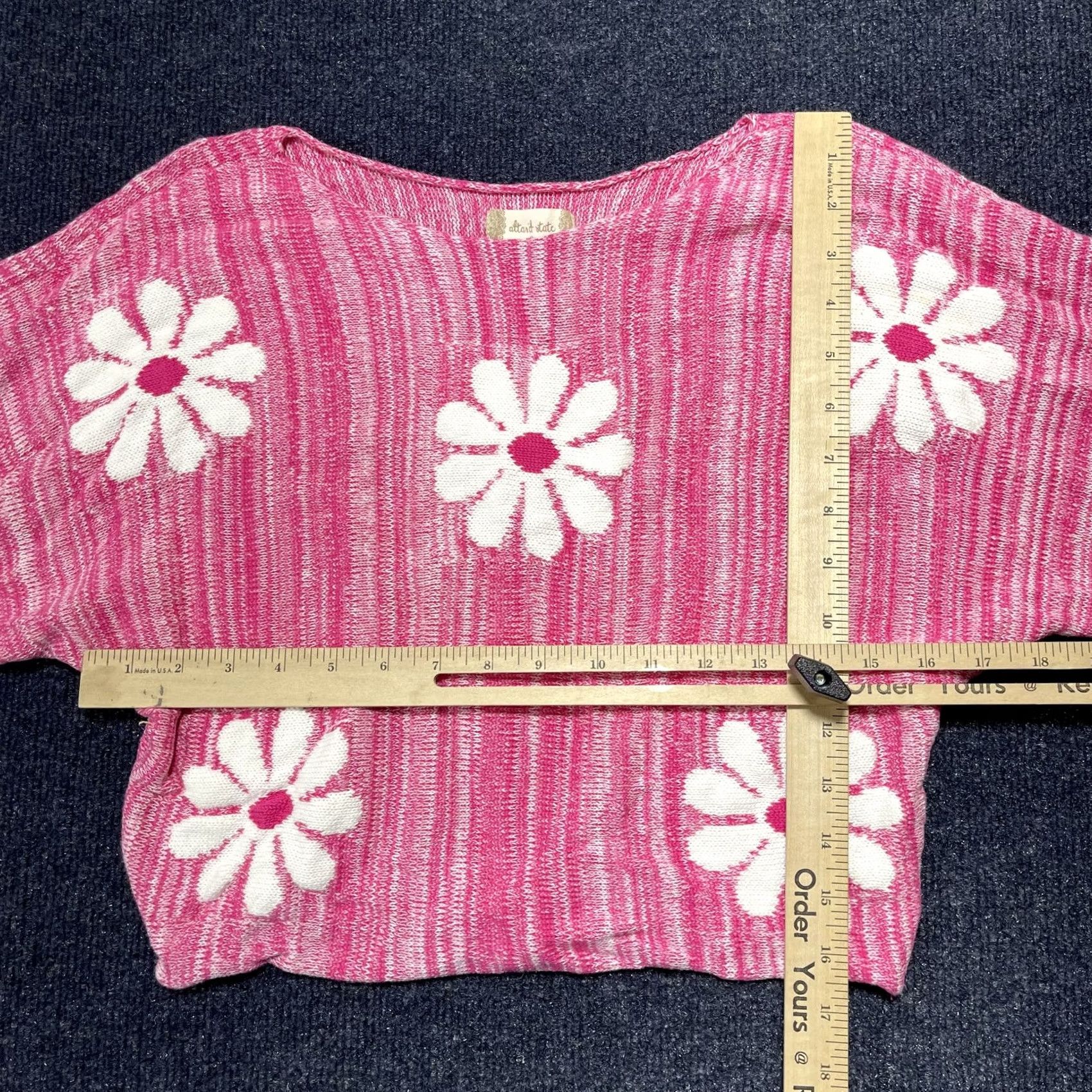 Vintage Altar'd State Sweater Womens Small Pink White Daisy Flower Knit Pullover Cute Size S / US 4 / IT 40 - 4 Thumbnail