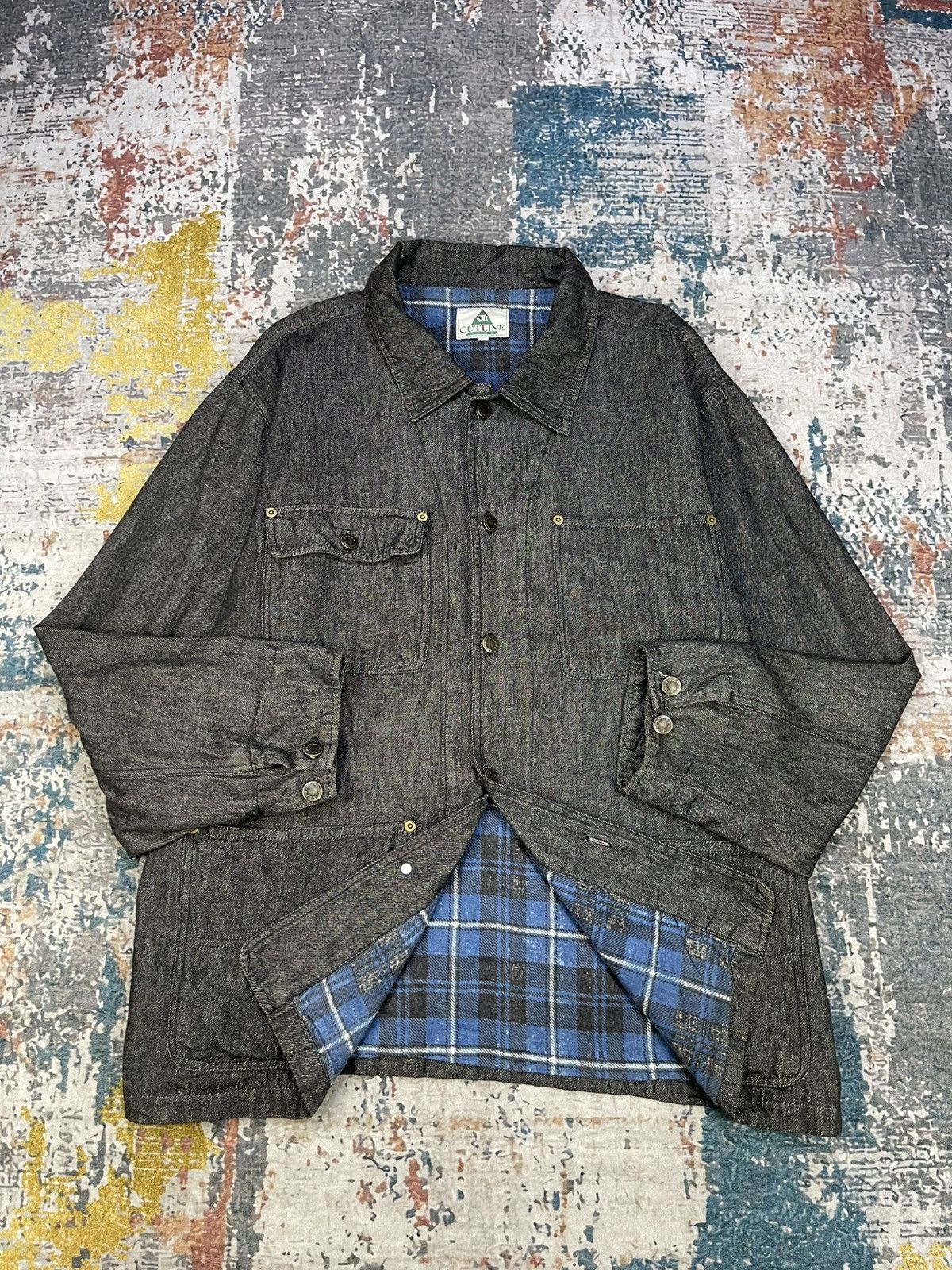 Japanese Brand Vtg Outline Chambray Flannel Lining Chore Jackets Size US M / EU 48-50 / 2 - 2 Thumbnail