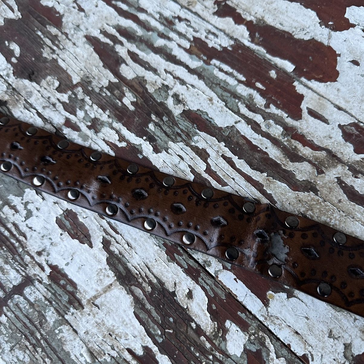 Japanese Brand Vintage Women’s Leather Belt 92 cm crazy western 00s USA Size ONE SIZE - 3 Thumbnail