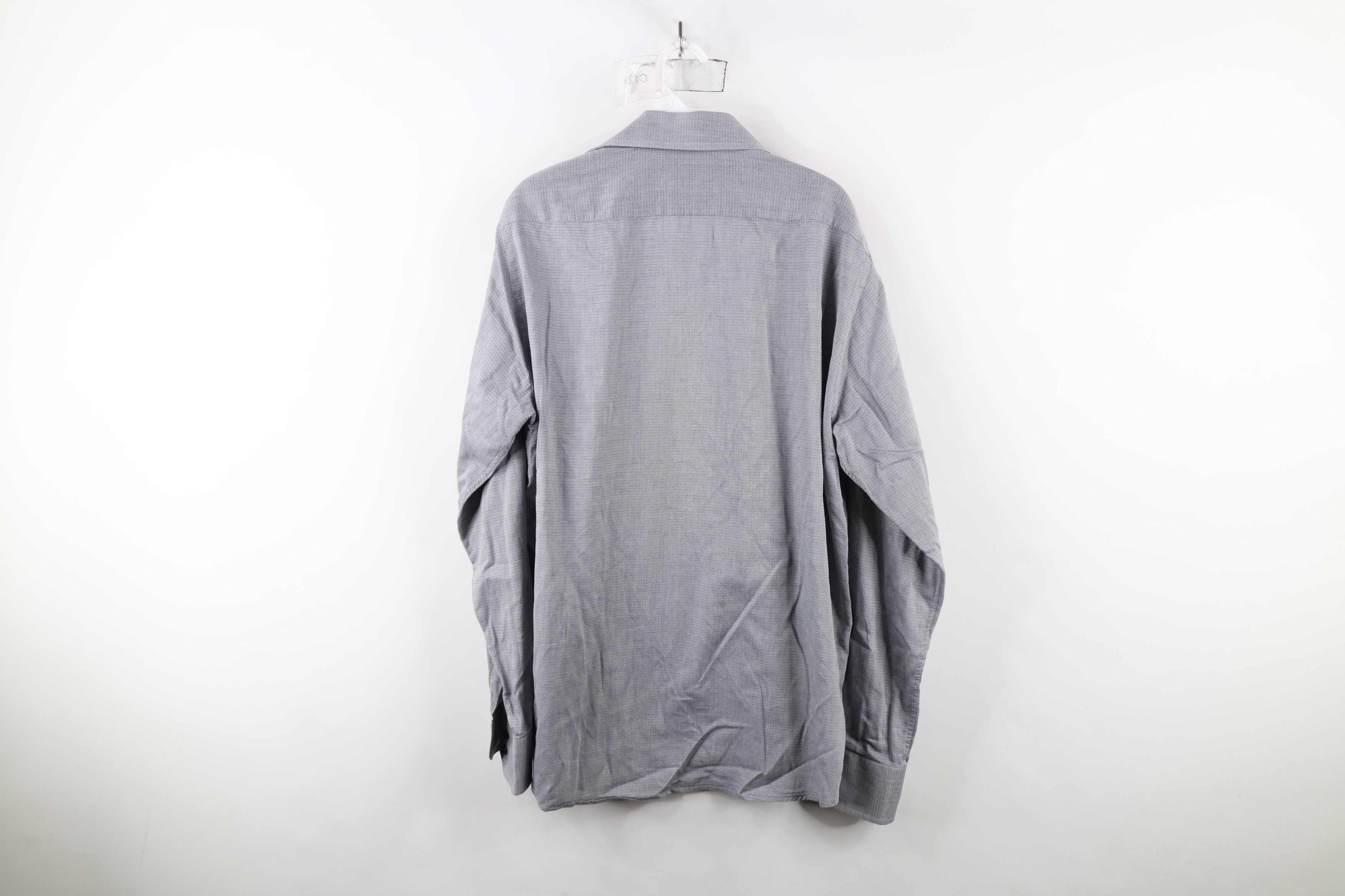 Hugo Boss × Vintage Vintage Hugo Boss Geometric Collared Button Dress Shirt Gray Size US M / EU 48-50 / 2 - 11 Thumbnail